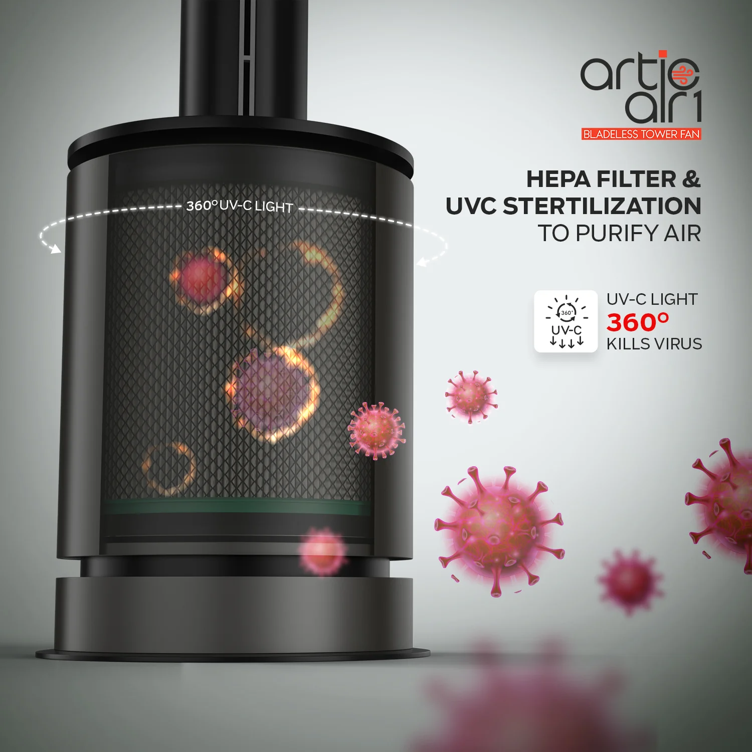 Artic Air 1 Bladeless Tower Fan Heater - Image 5