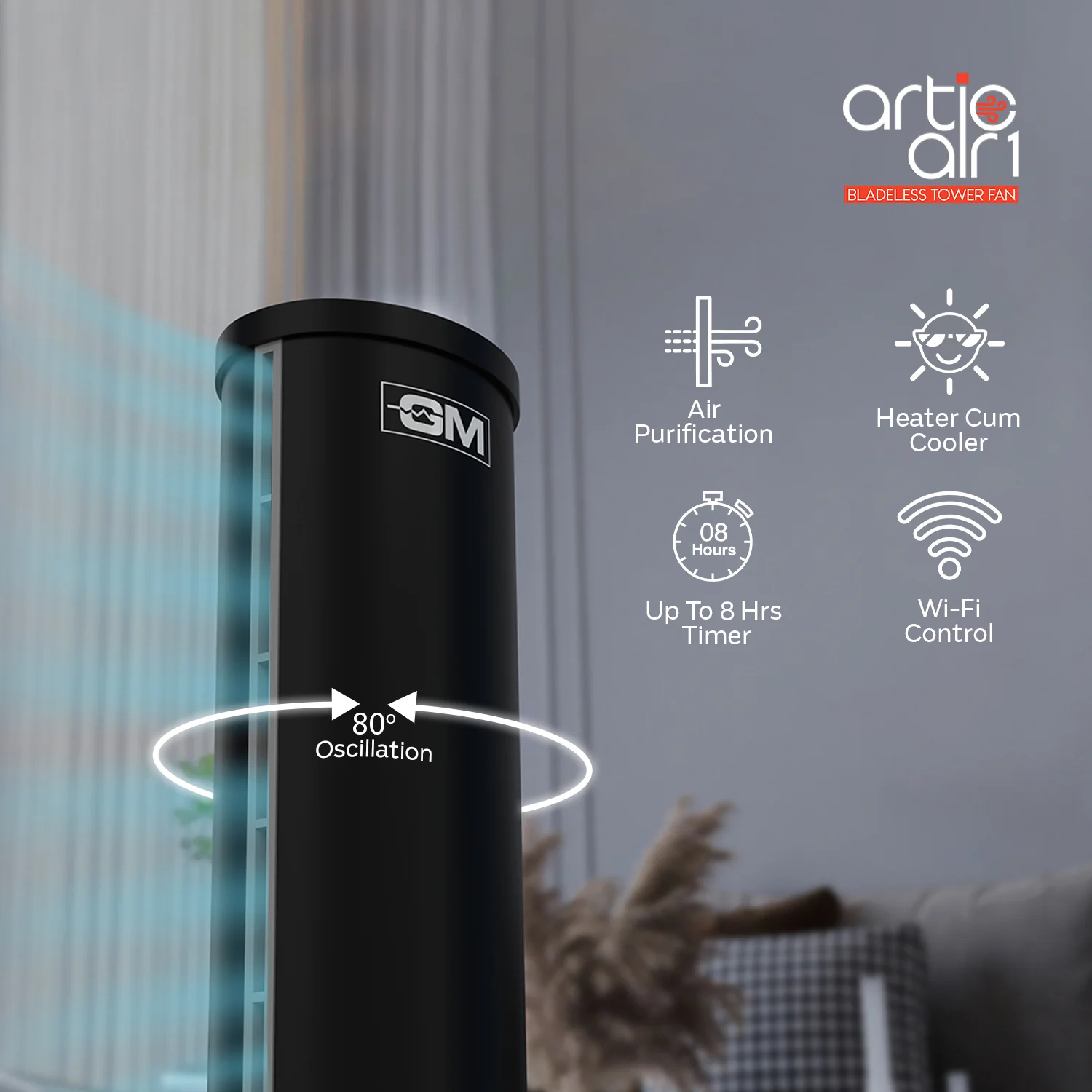 Artic Air 1 Bladeless Tower Fan Heater - Image 6