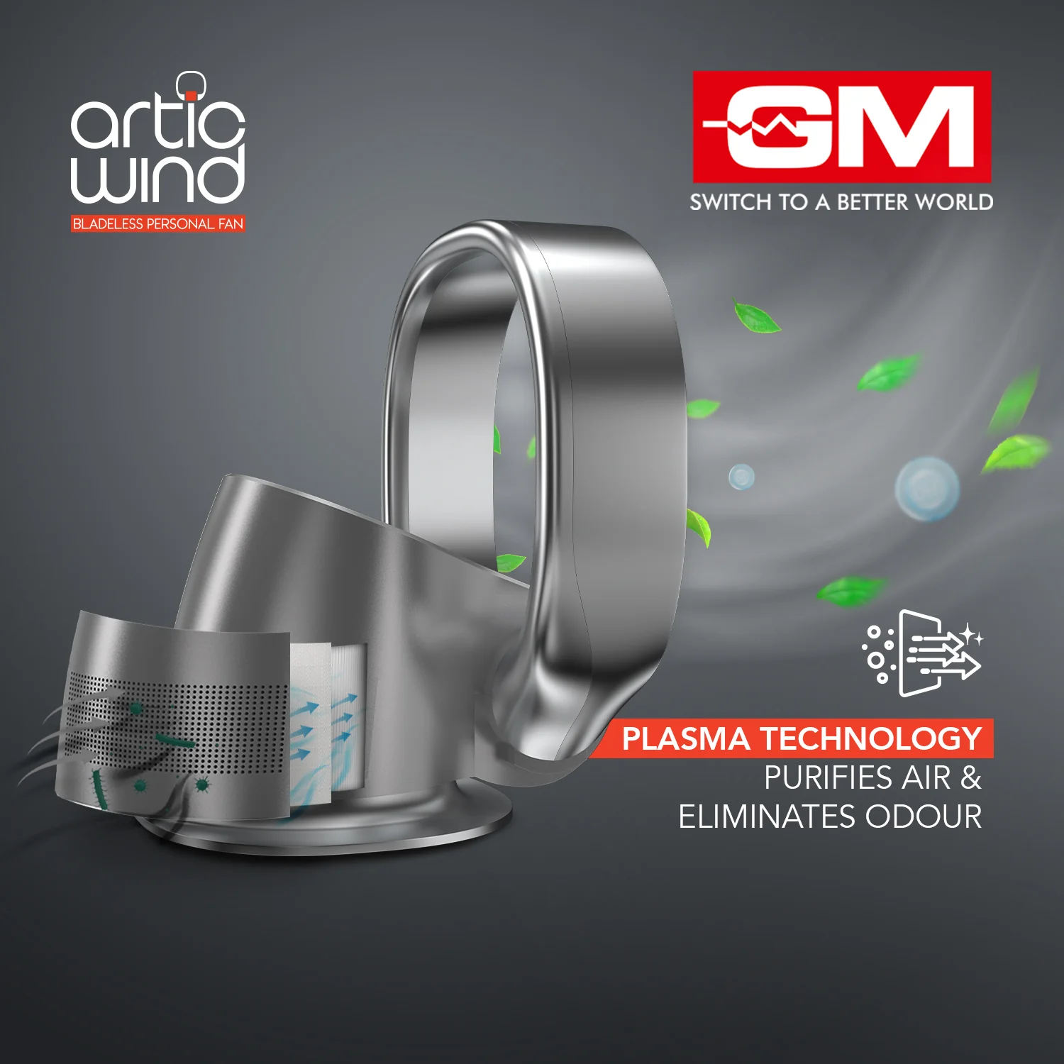 Artic Wind Bladeless Smart Fan – Air Purifier (Grey) - Image 4