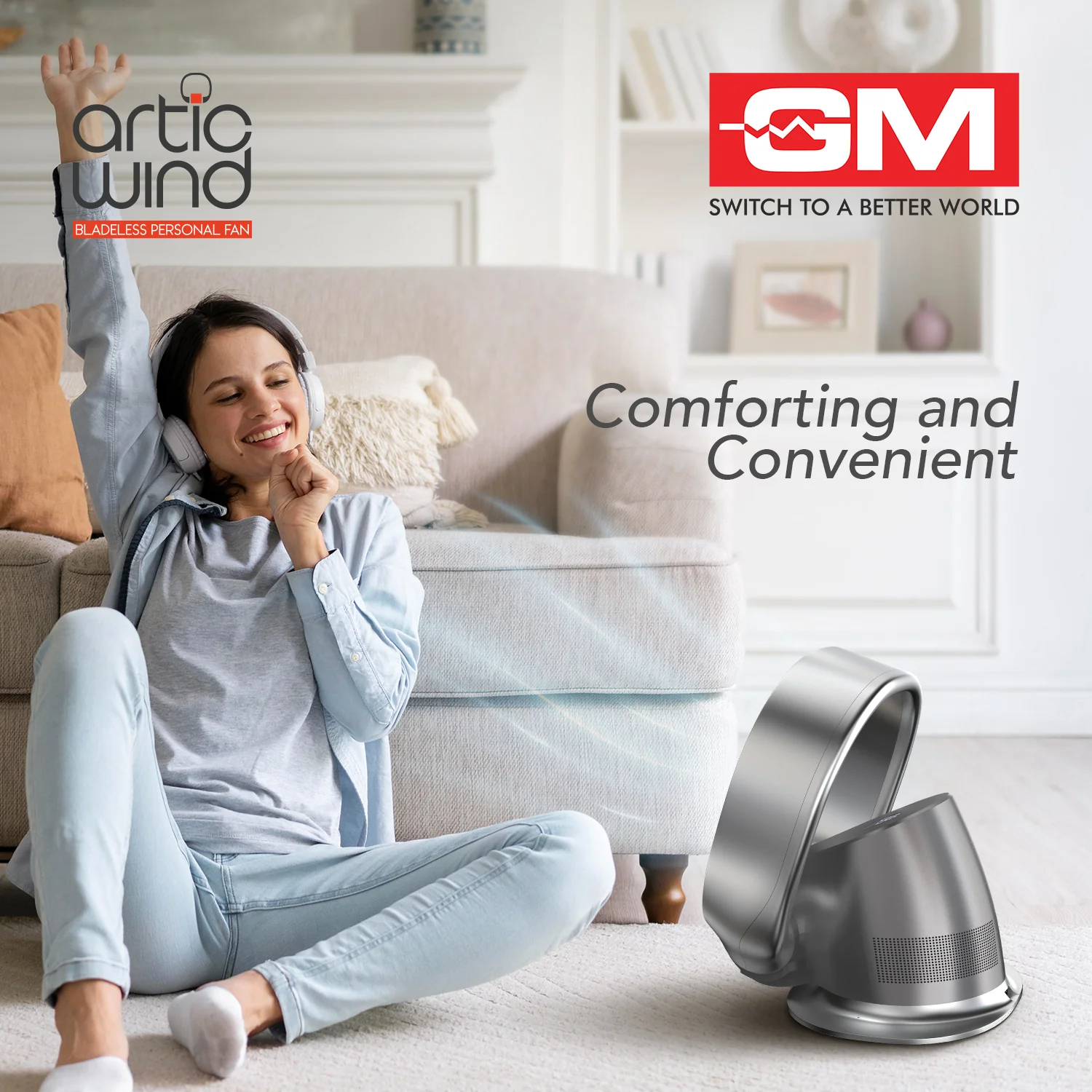 Artic Wind Bladeless Smart Fan – Air Purifier (Grey) - Image 7