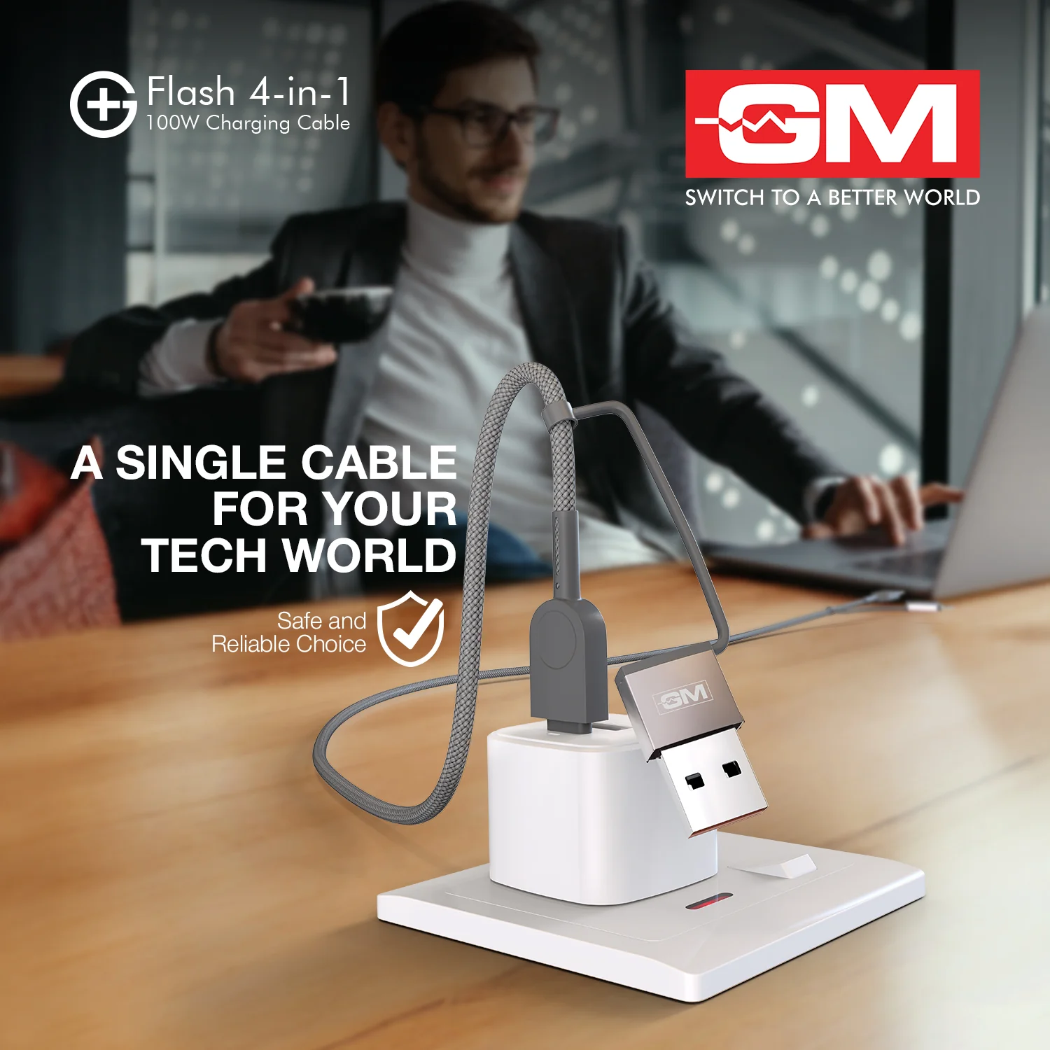 Charging Cable - Flash, 4-in-1, 120CM (Grey) - Image 5
