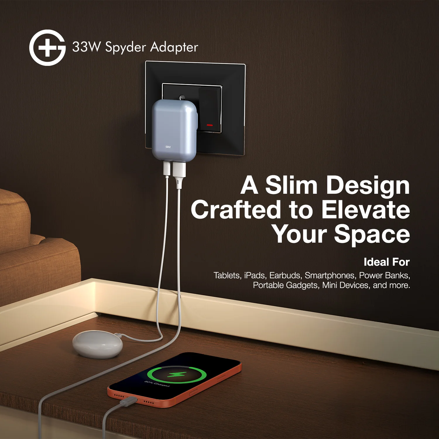 Spyder Adaptor 33W - India's First Charger with Foldable Pins - Image 4