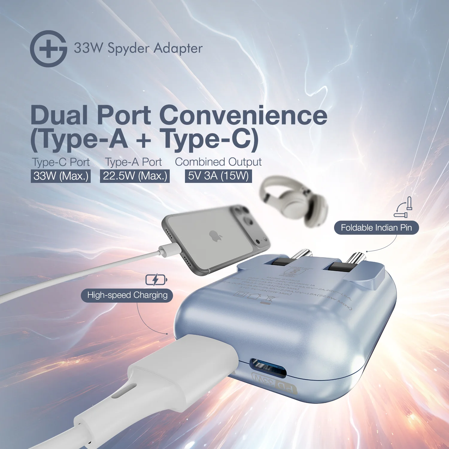 Spyder Adaptor 33W - India's First Charger with Foldable Pins - Image 8