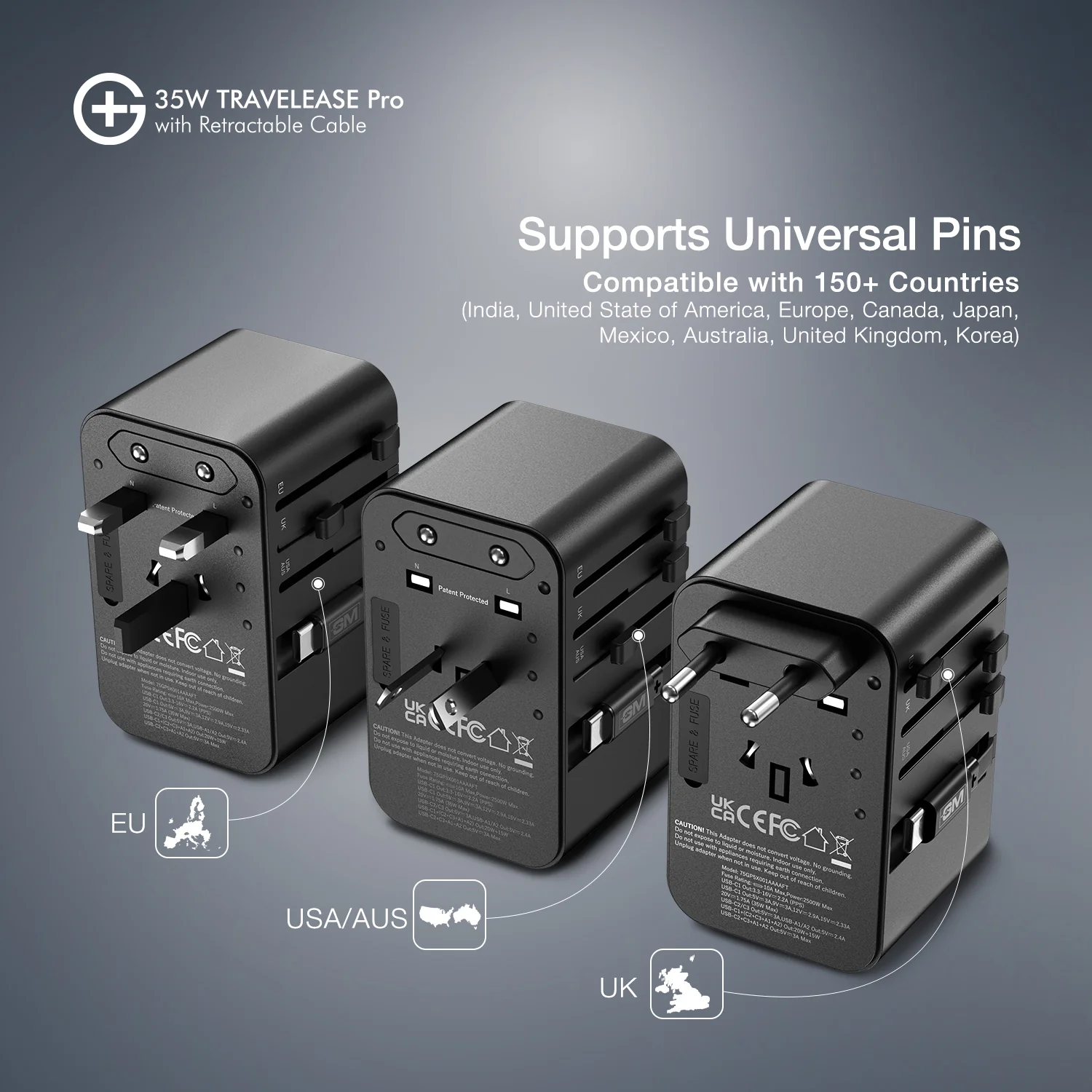 G+ Travelease Pro with Retractable Cable 35W (Black) - Image 7