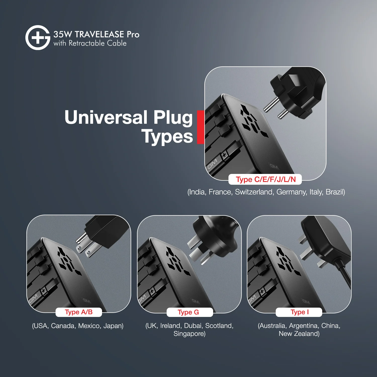 G+ Travelease Pro with Retractable Cable 35W (Black) - Image 8