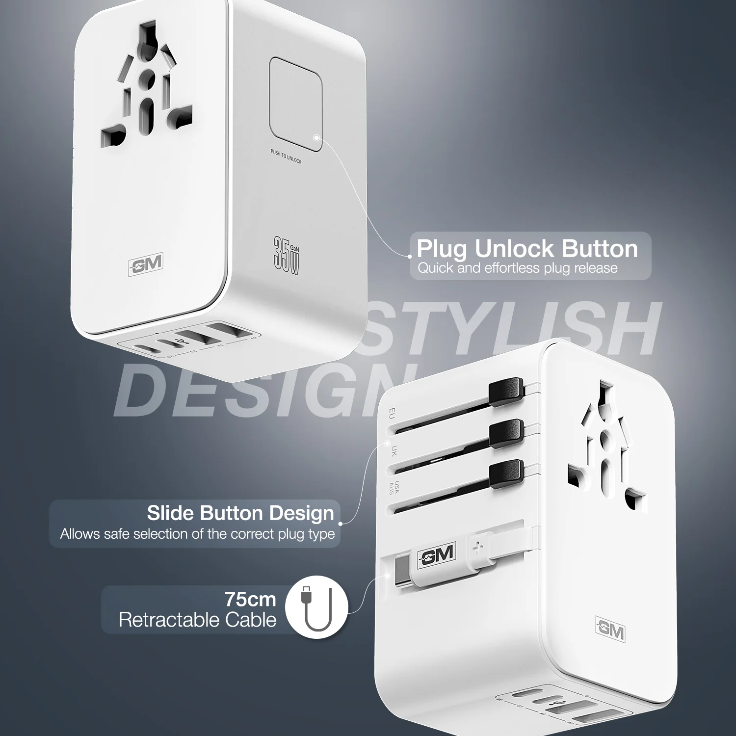 G+ Travelease Pro with Retractable Cable 35W (White) - Image 5