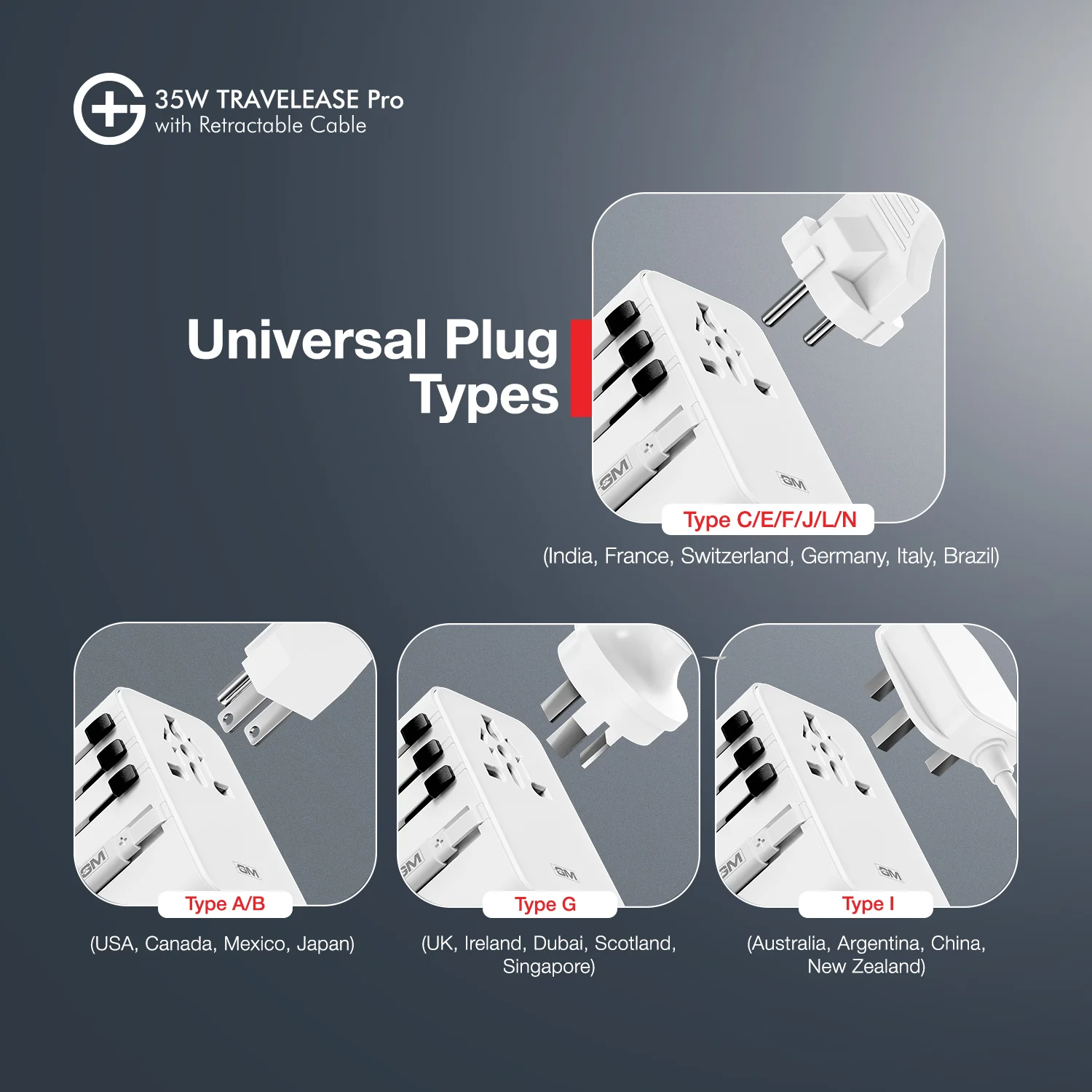 G+ Travelease Pro with Retractable Cable 35W (White) - Image 6