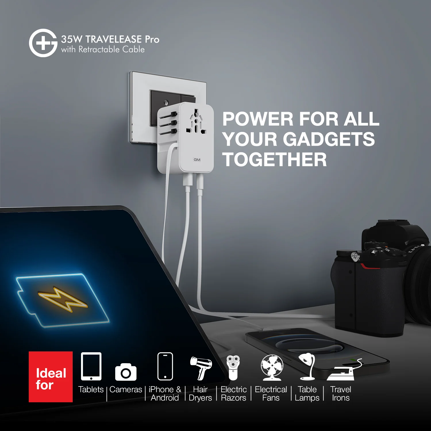G+ Travelease Pro with Retractable Cable 35W (White) - Image 7