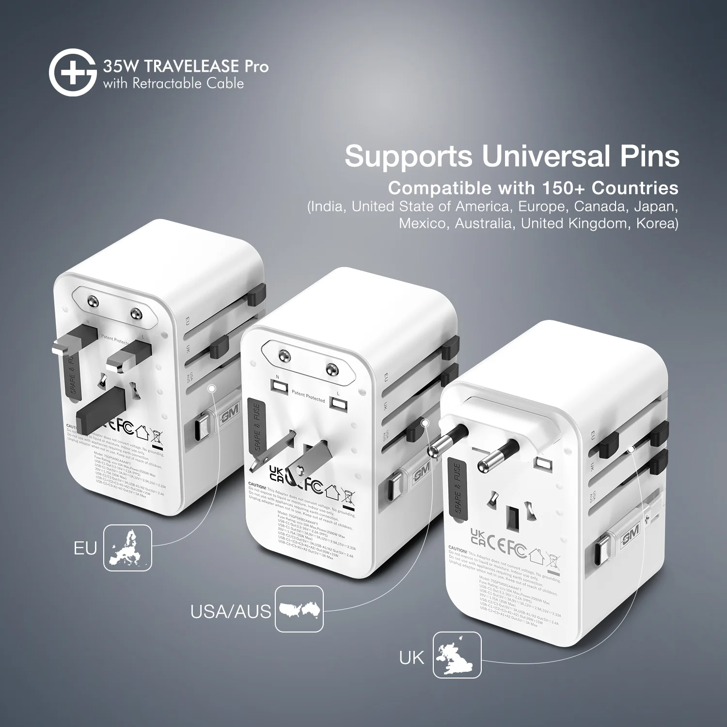G+ Travelease Pro with Retractable Cable 35W (White) - Image 9