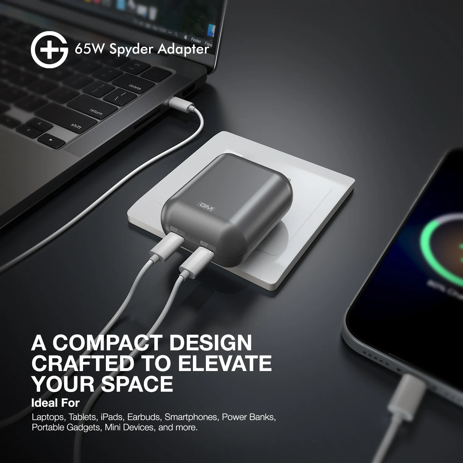 G+ Spyder Adapter 65W (Electric Grey) - Image 4