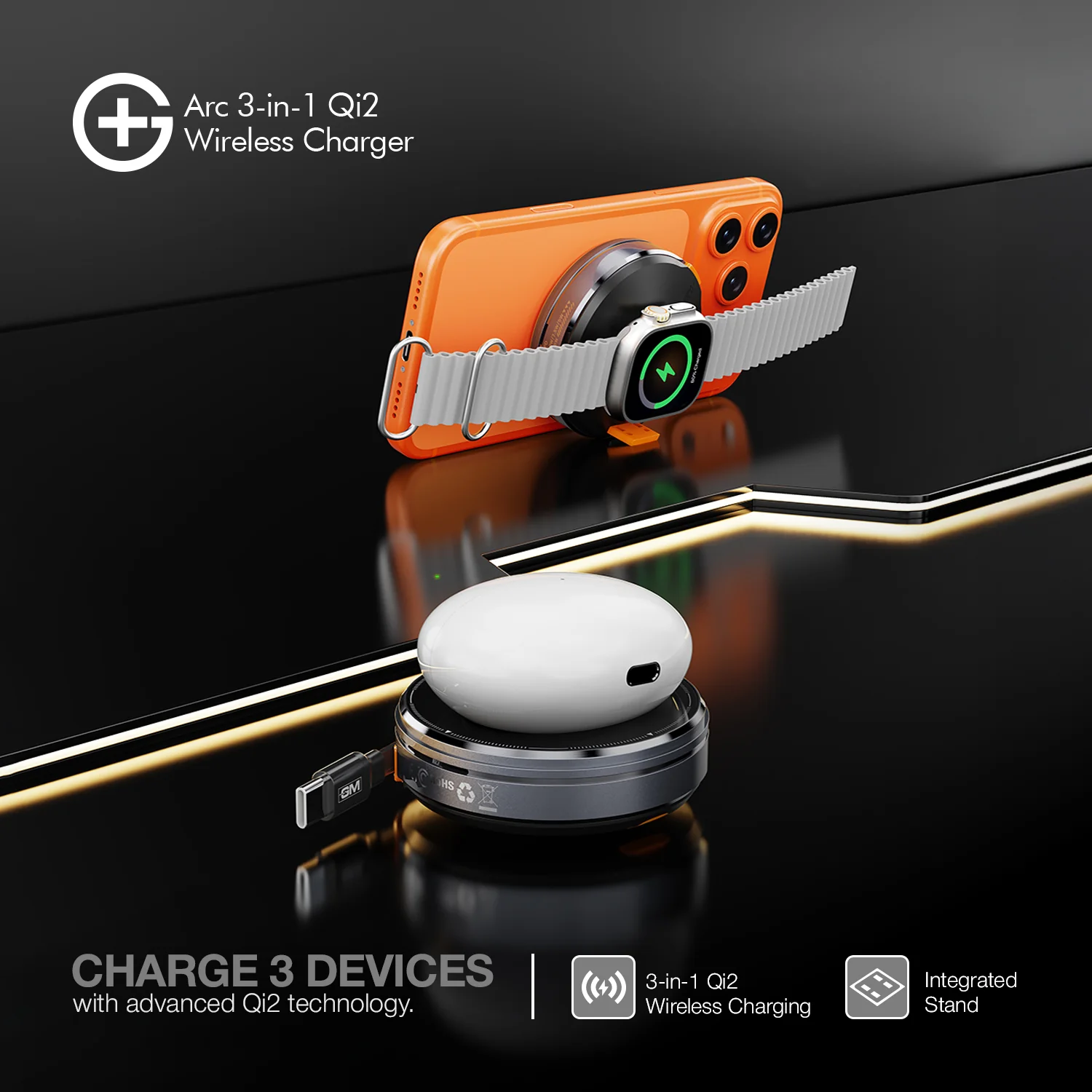 Arc 3-in-1 Magnetic Wireless Charger - Qi2 Fast Charging - Image 6
