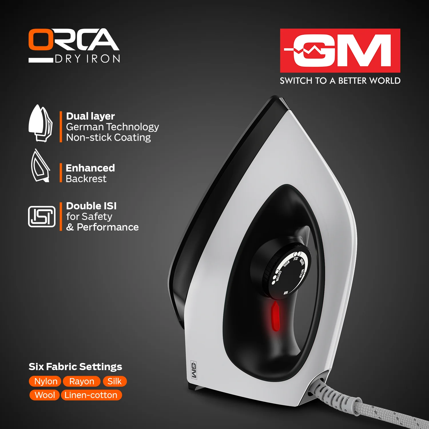 ORCA 1100 WATT DRY IRON (WHITE) - Overheat protection - Image 4
