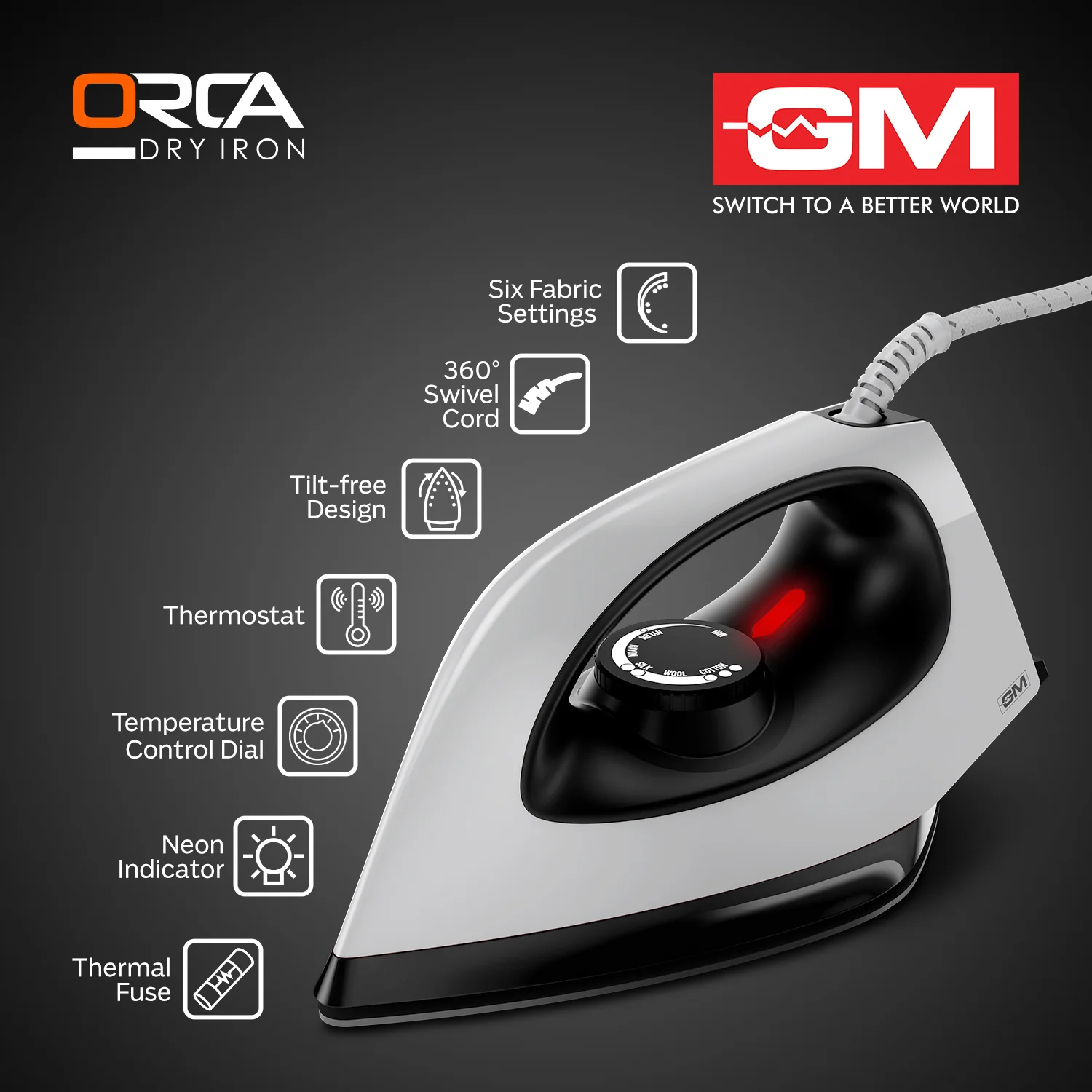 ORCA 1100 WATT DRY IRON (WHITE) - Overheat protection - Image 5