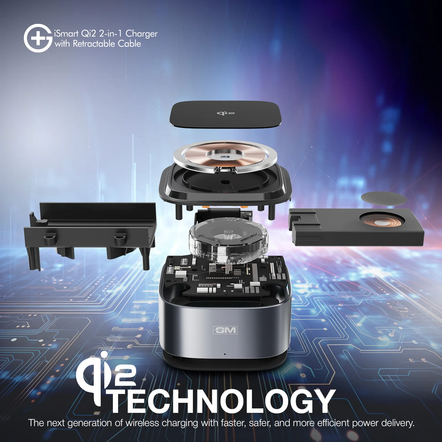 G+ iSmart Qi2 2-in-1 Charger with Retractable Cable - Image 6