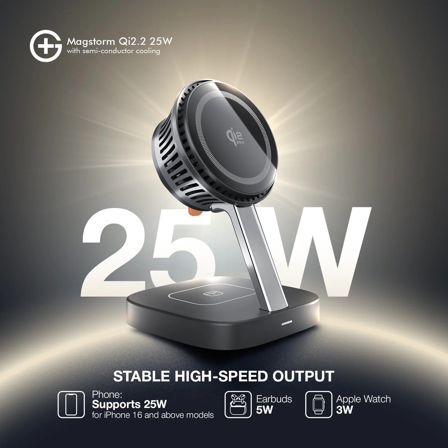 G+ Magstorm Qi2.2 25W Charger (Black) - Image 3