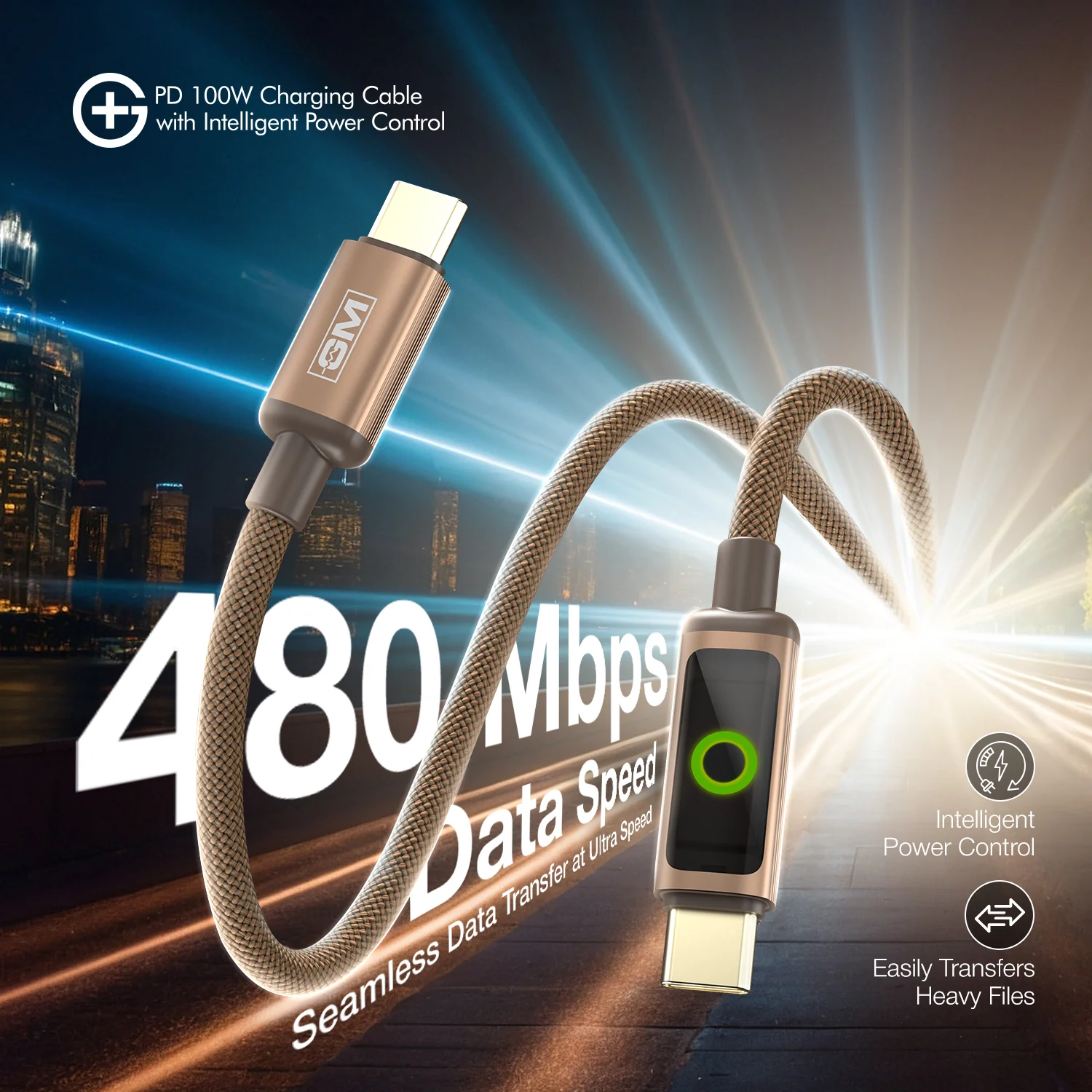 G+ PD Charging Cable with Intelligent Power Control 100W (COFEE) - Image 4