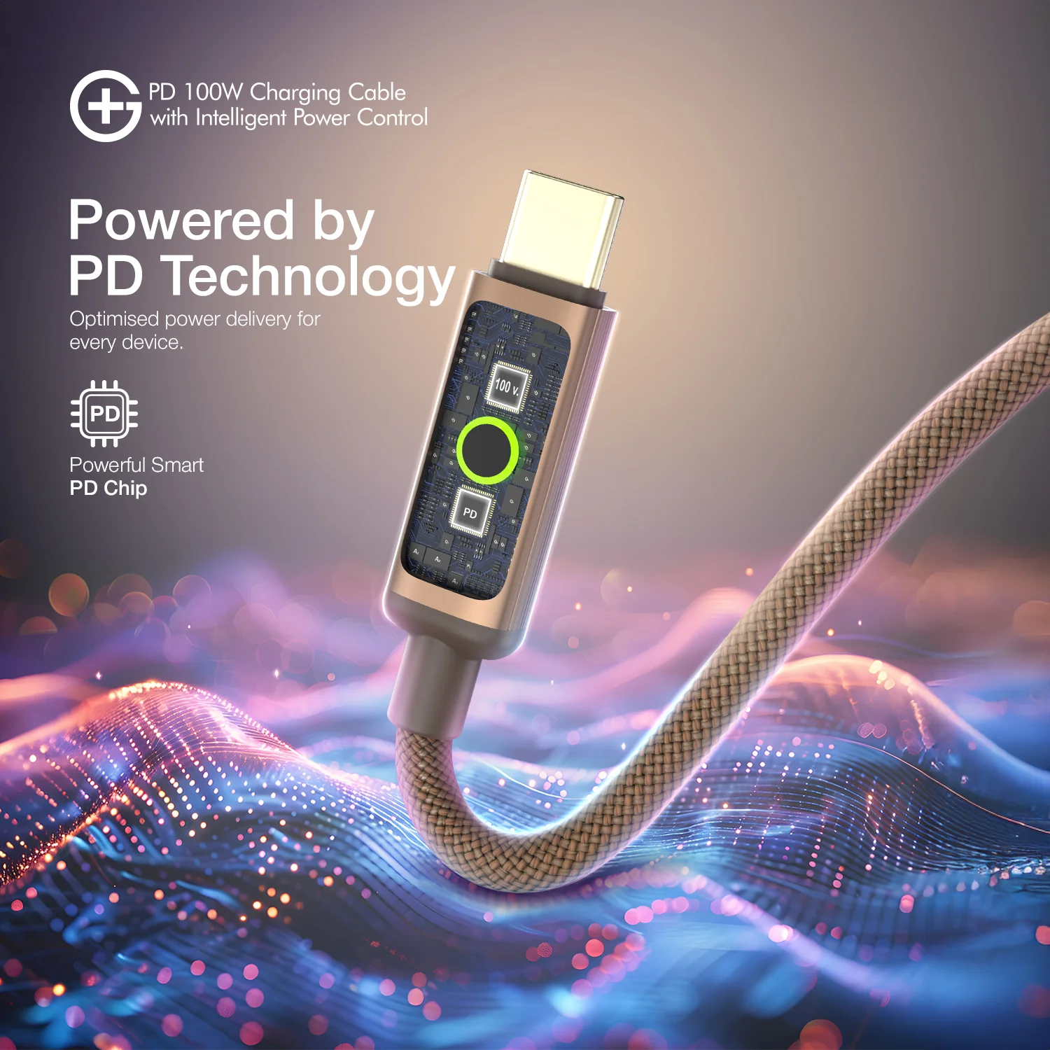G+ PD Charging Cable with Intelligent Power Control 100W (COFEE) - Image 8