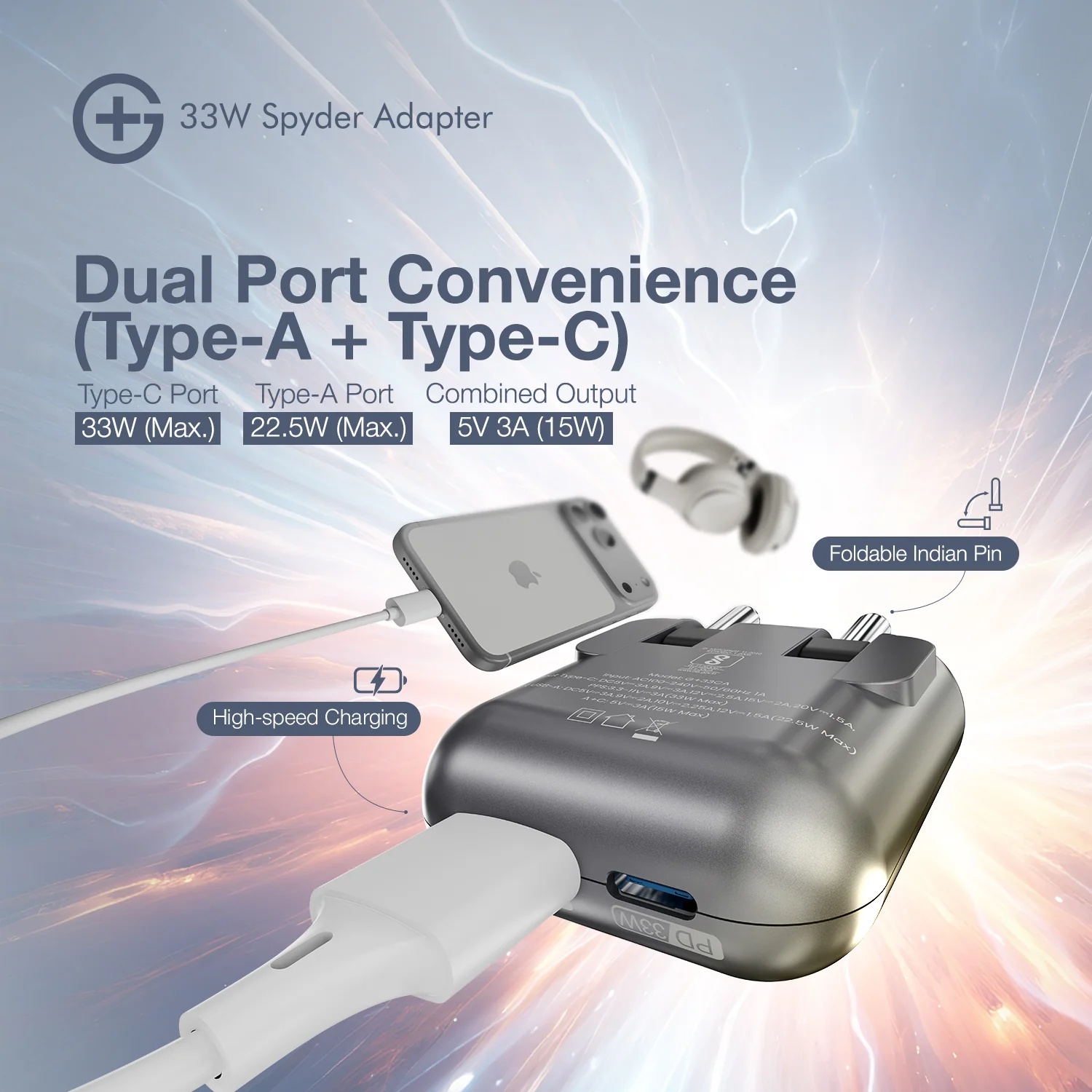Spyder Adapter 33W - India's First Adapter with Foldable Pins - Image 8