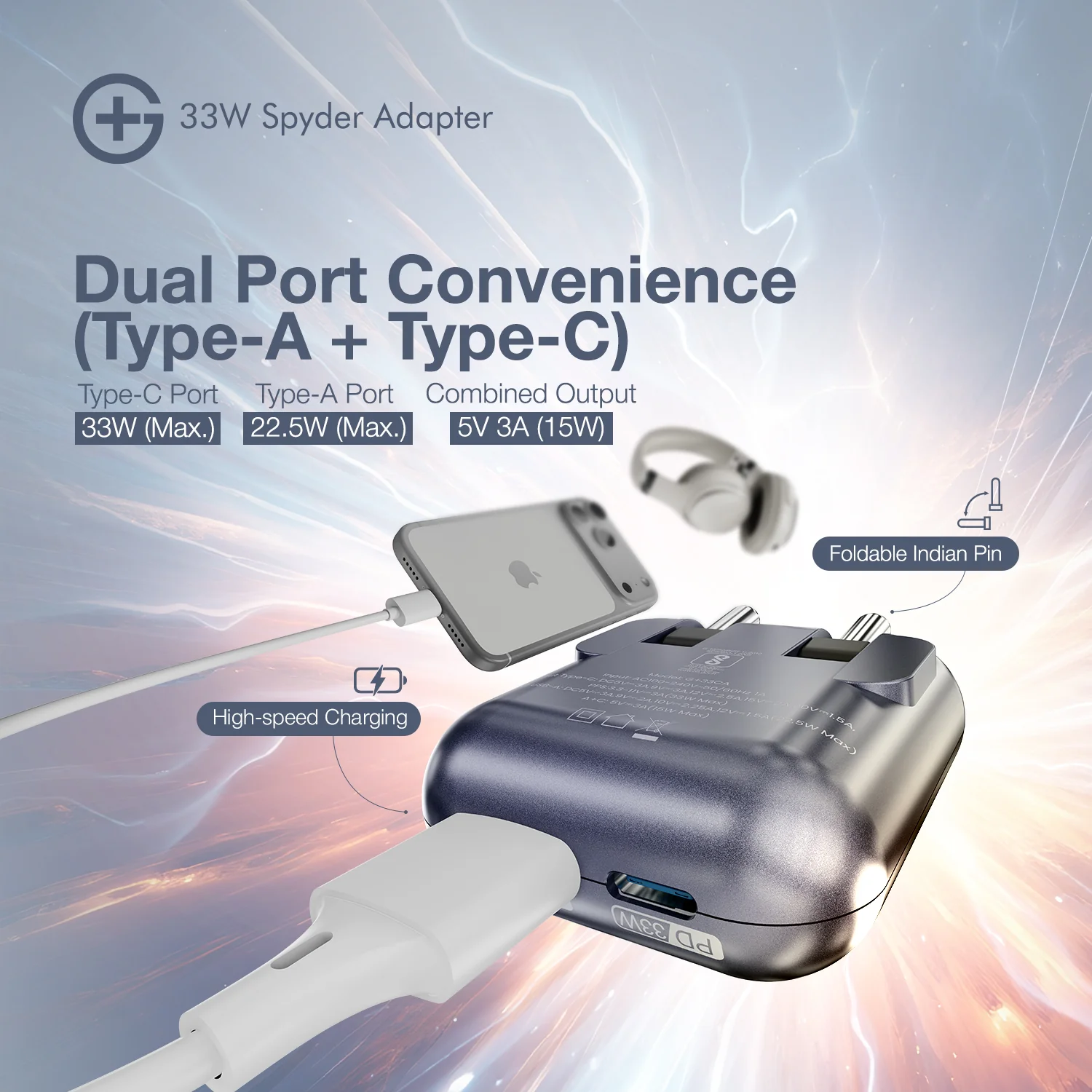 Spyder Adapter 33W - India's First Adapter with Foldable Pins - Image 8