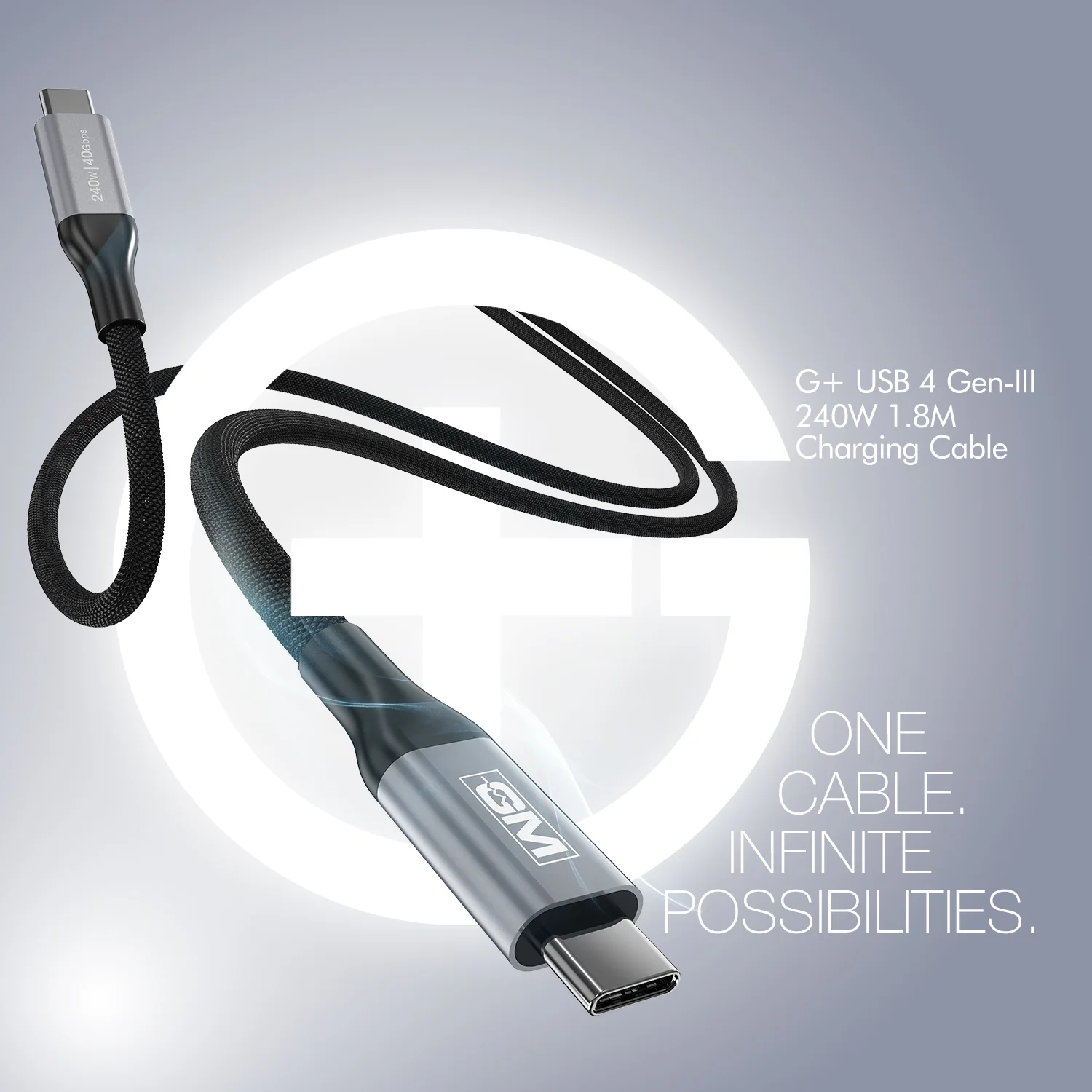 G+ USB 4 Gen-III 240W 1.8M Cable (Black) - Image 2
