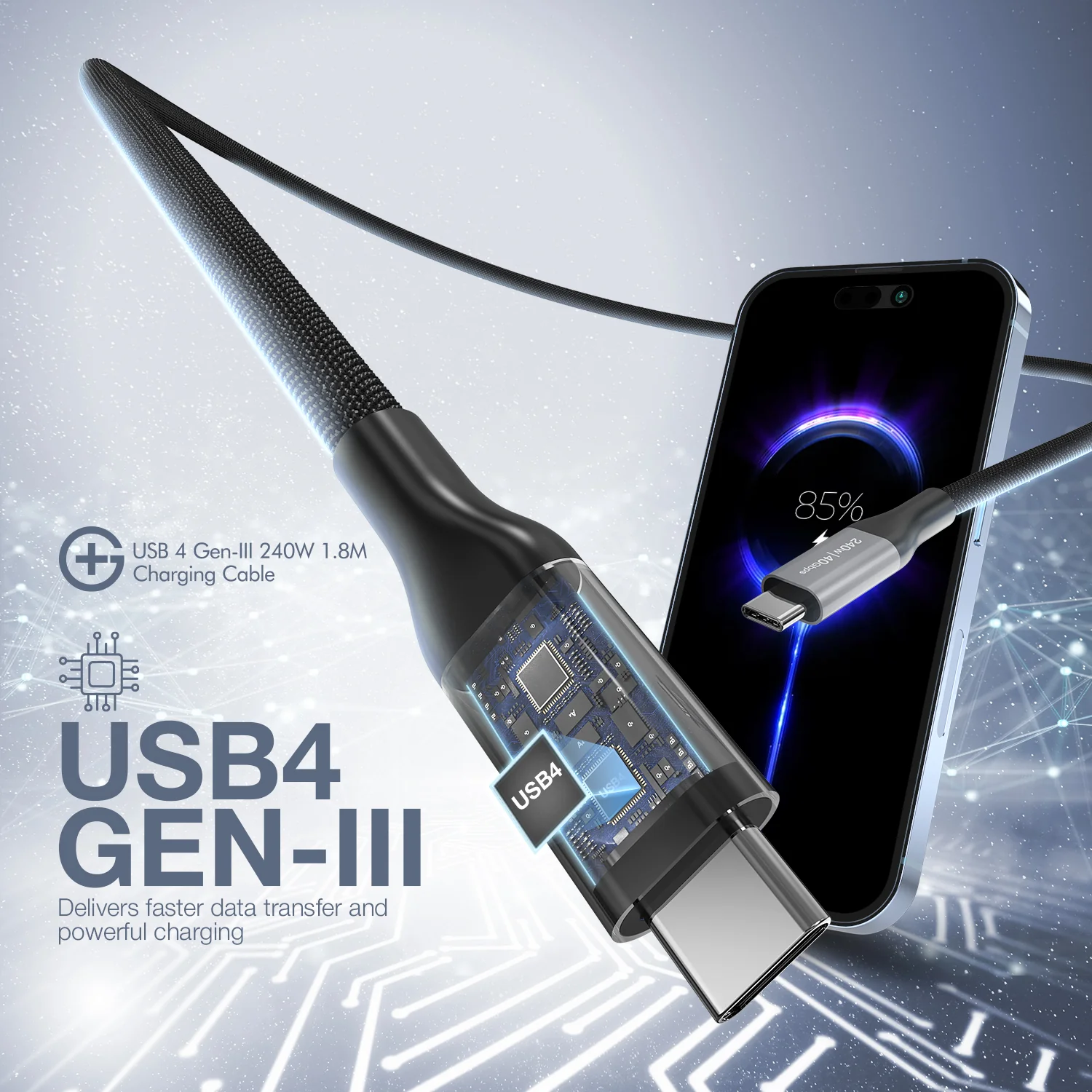 G+ USB 4 Gen-III 240W 1.8M Cable (Black) - Image 6
