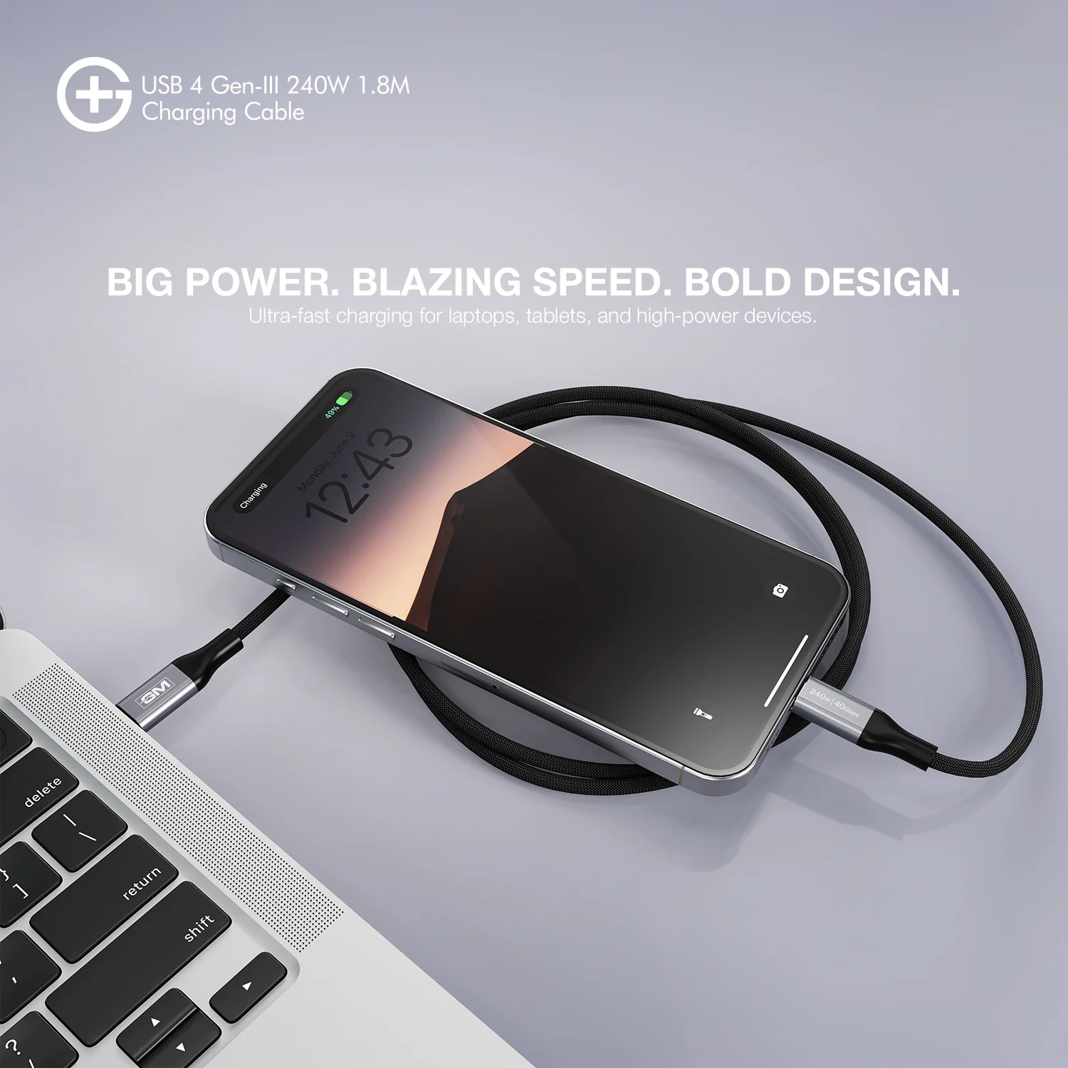 G+ USB 4 Gen-III 240W 1.8M Cable (Black) - Image 9