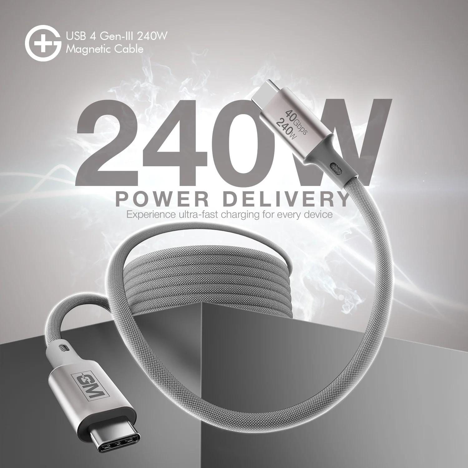 USB4 Gen-III Magnetic Cable (100cm) – 240W Fast Charging - Image 4