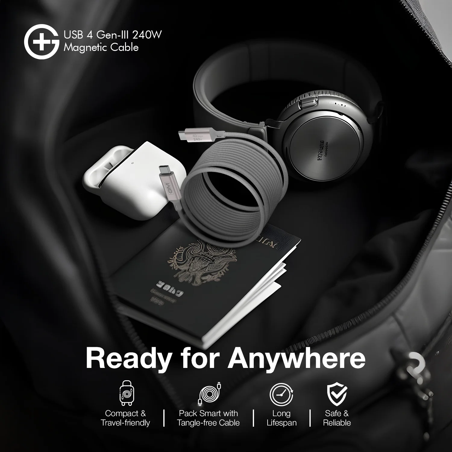 USB4 Gen-III Magnetic Cable (100cm) – 240W Fast Charging - Image 9