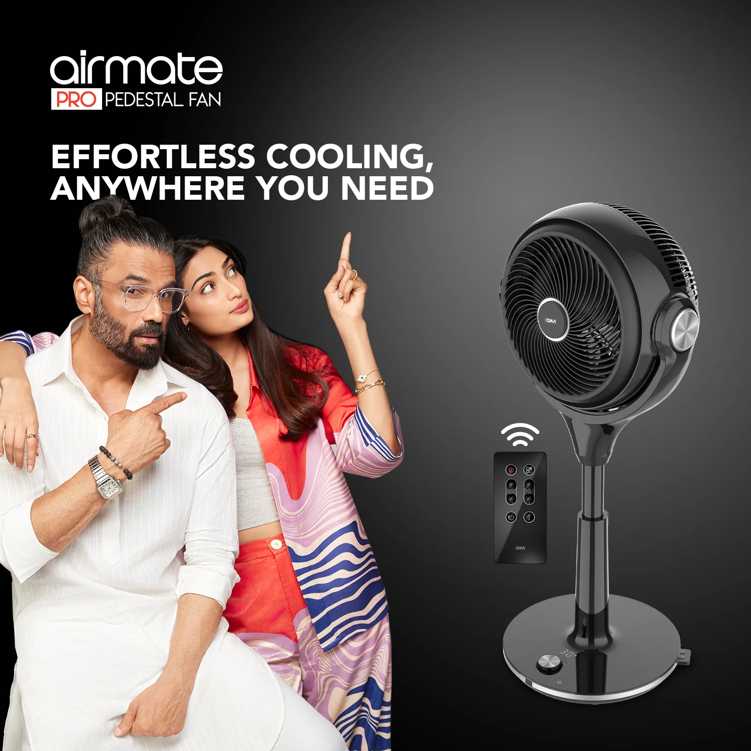 GM Airmate Pro Pedestal Fan with Remote (Black) - Image 5