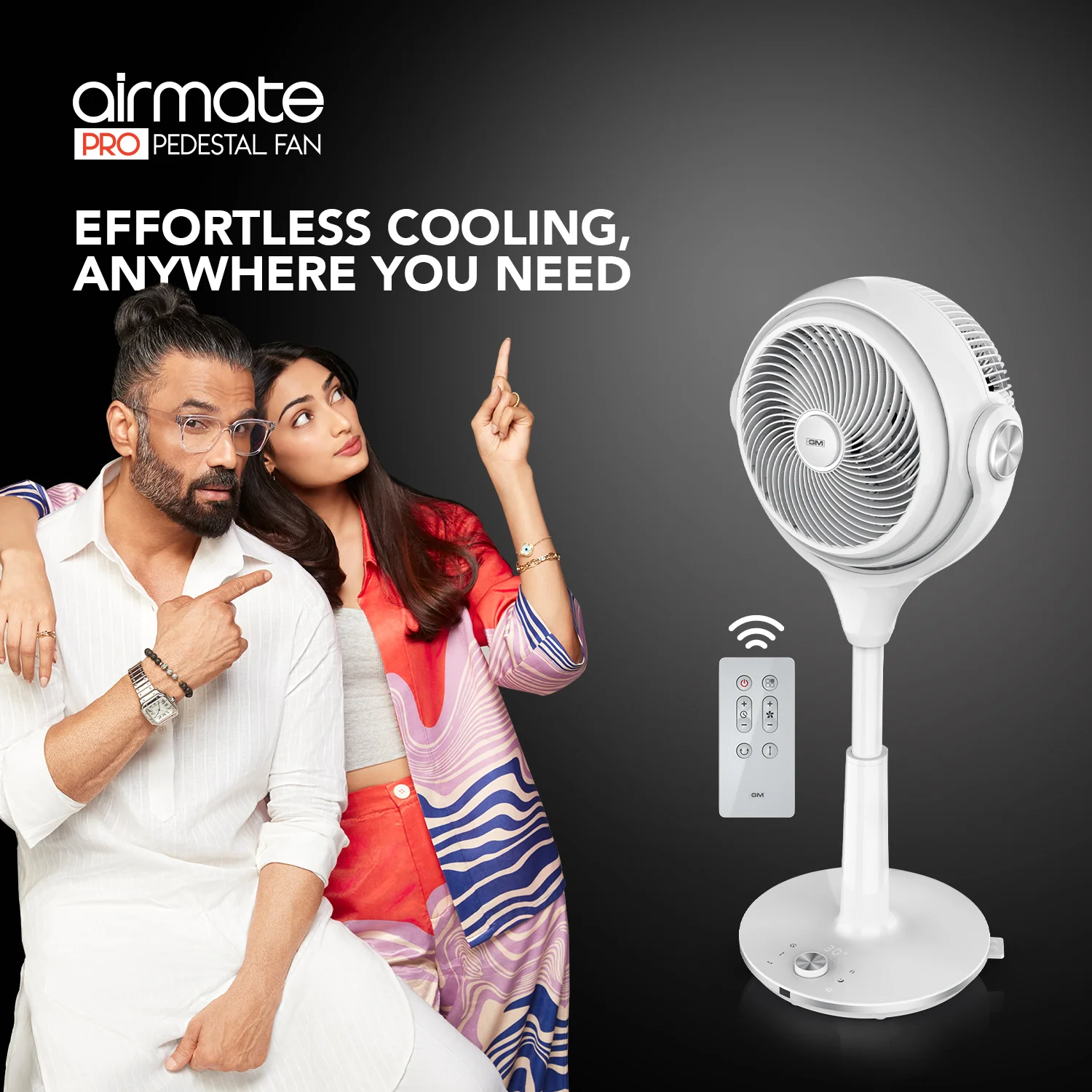 GM Airmate Pro Pedestal Fan with Remote (White) - Image 5