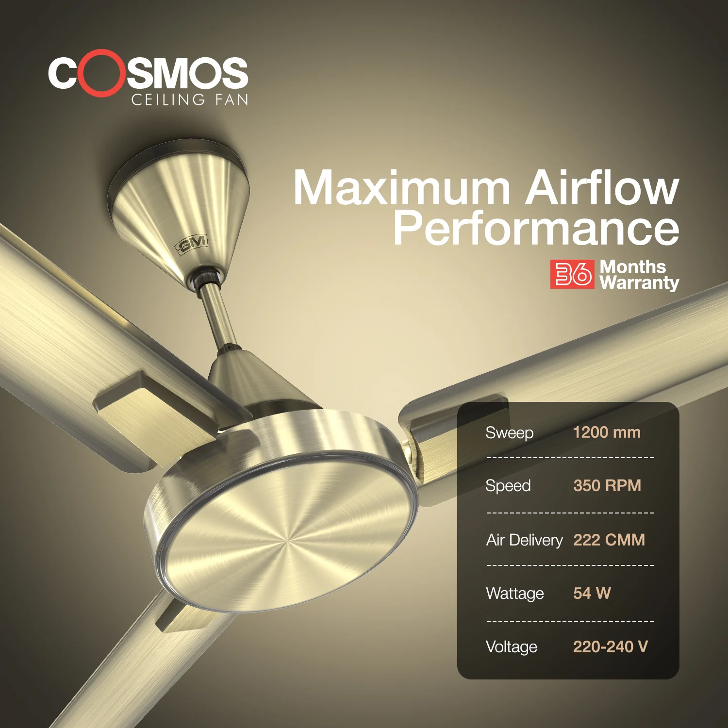 GM Cosmos - Ceiling Fan (Brass) - Image 4