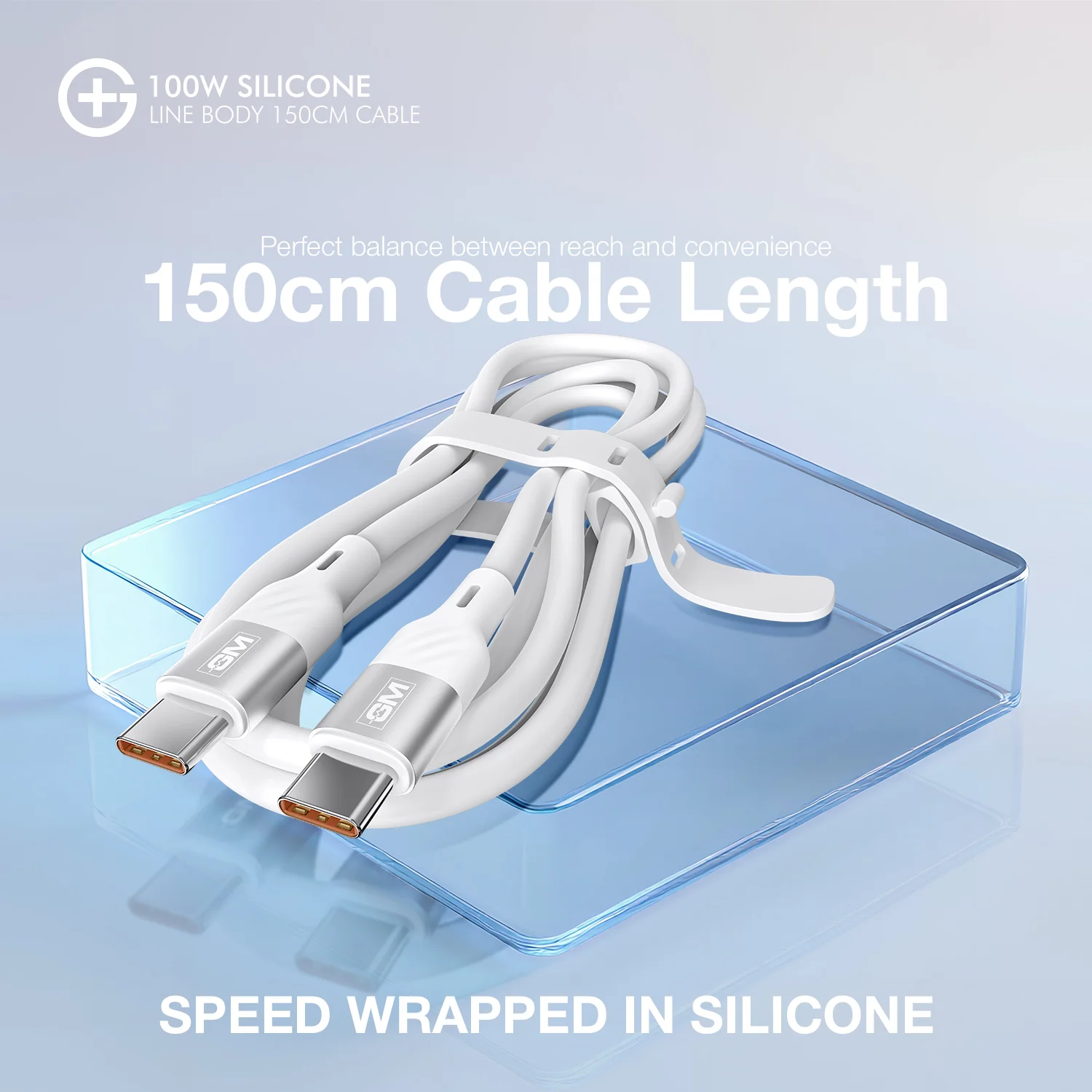 GM G+  Silicone Line Body 150cm Cable 100W (White) - Image 4