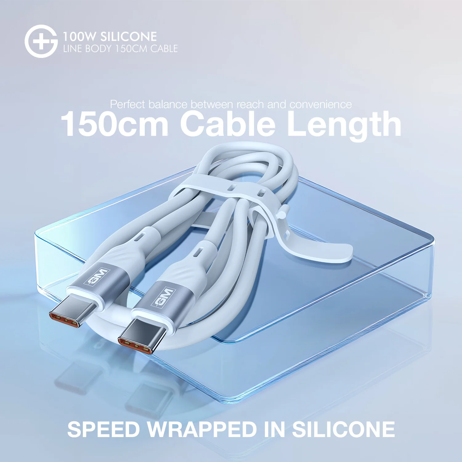 GM G+  Silicone Line Body 150cm Cable 100W (Blue) - Image 4