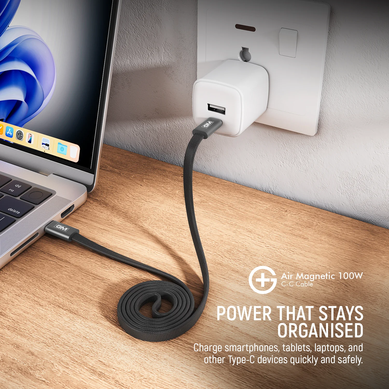 G+ Air Magnetic 100W C-C Cable (Grey) - Image 3
