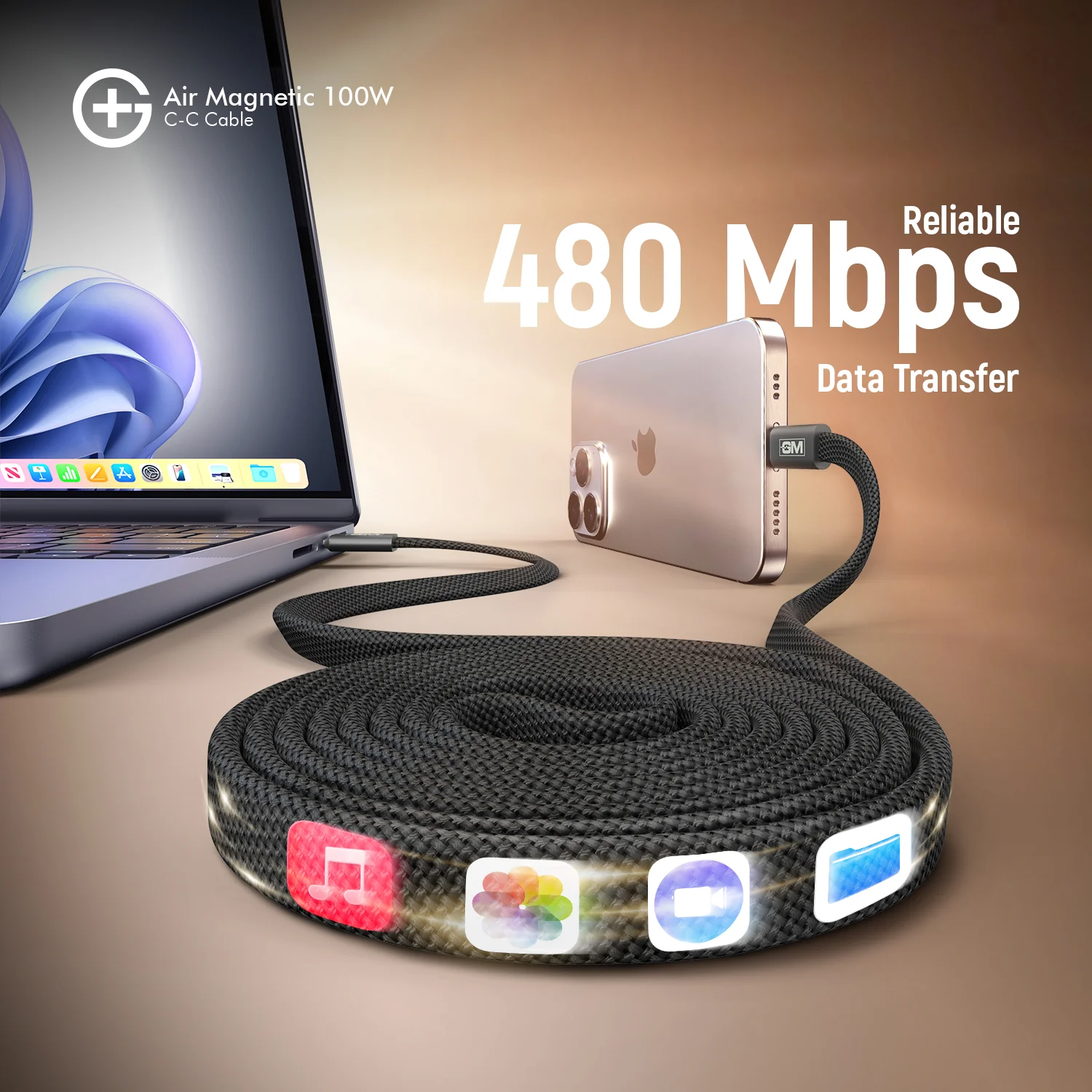 G+ Air Magnetic 100W C-C Cable (Grey) - Image 5