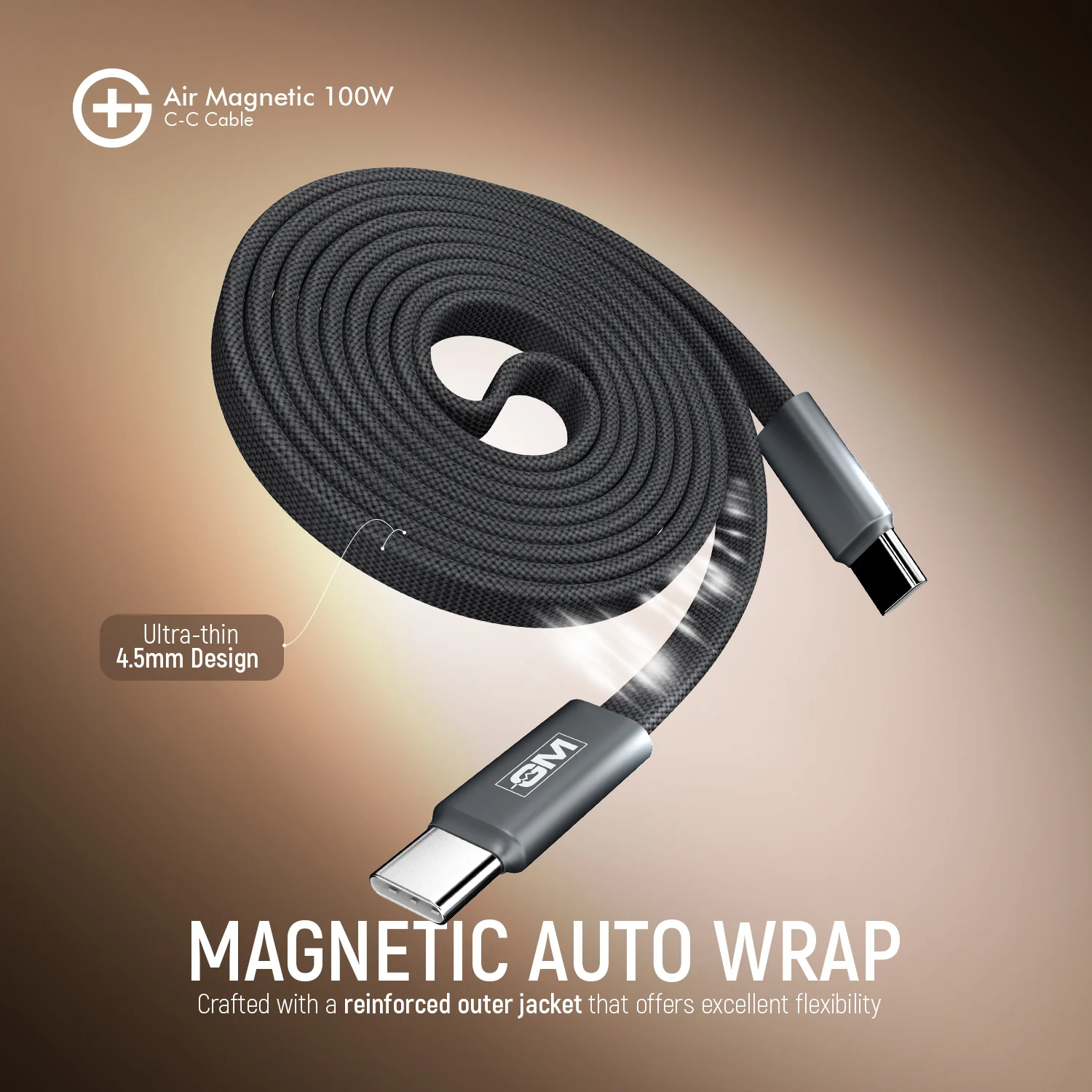G+ Air Magnetic 100W C-C Cable (Grey) - Image 8
