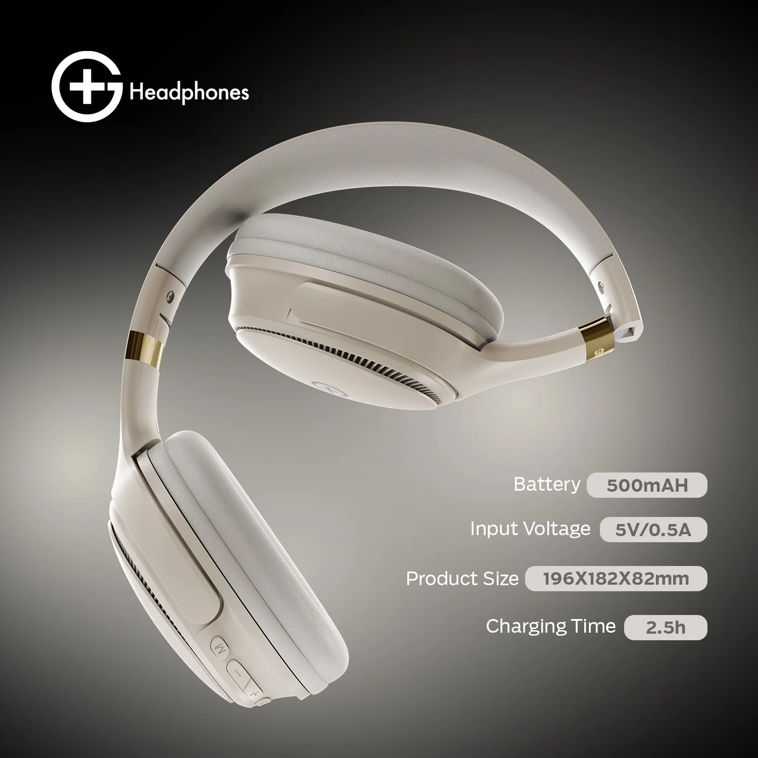 G+ Headphones BT 5.3, Pure Bass, Dual Pairing, 70H Playtime (Beige) - Image 7