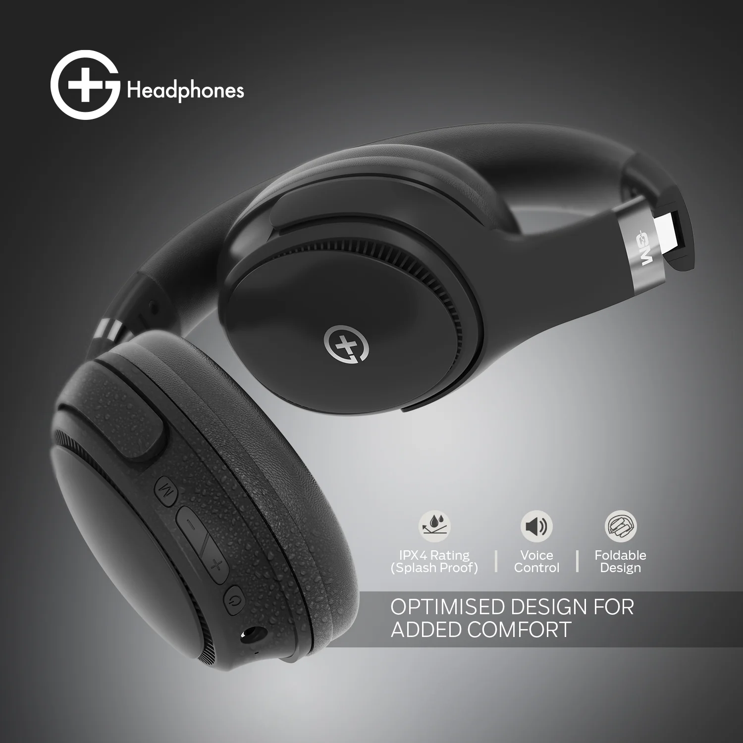 G+ Headphones BT 5.3, Pure Bass, Dual Pairing, 70H Playtime (Black) - Image 6
