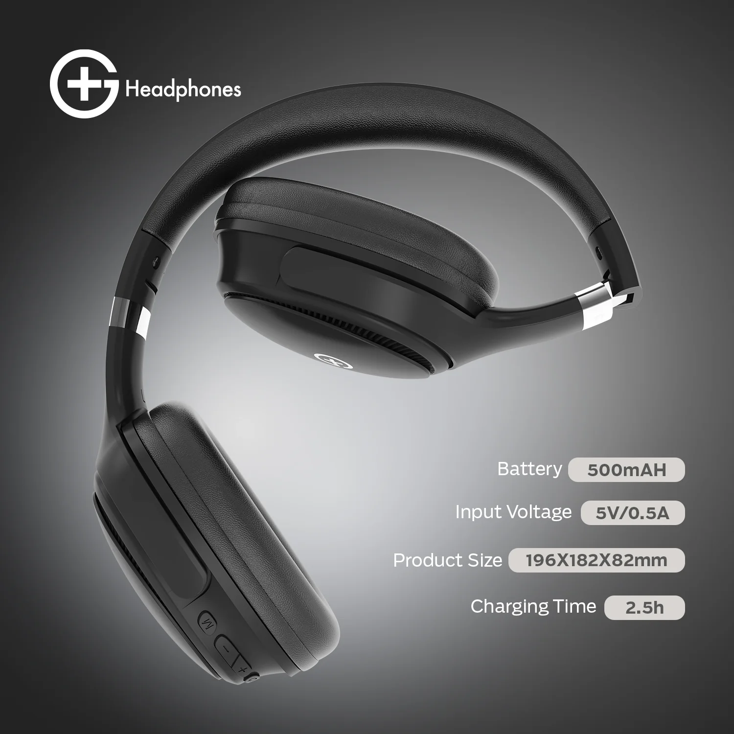 G+ Headphones BT 5.3, Pure Bass, Dual Pairing, 70H Playtime (Black) - Image 7