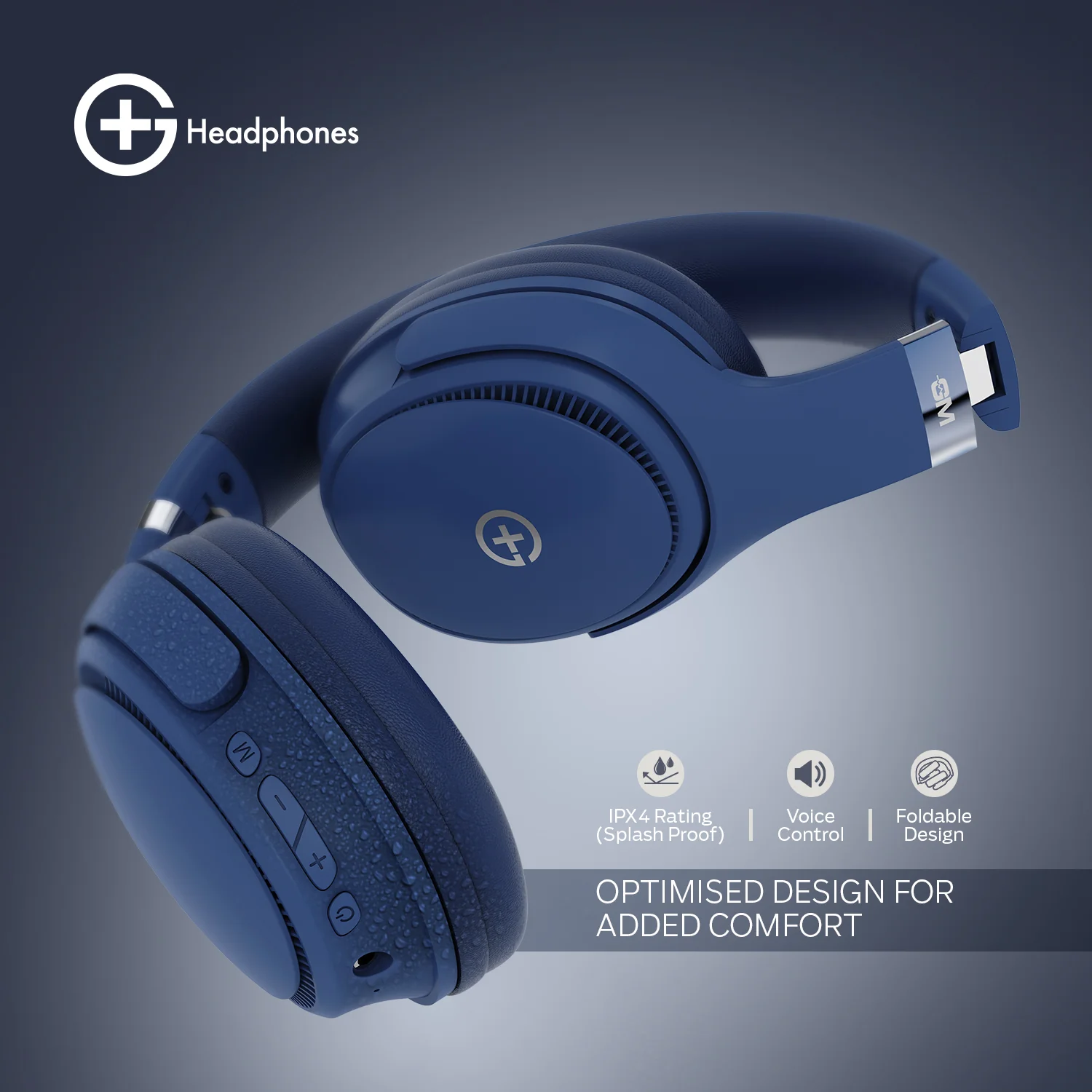 G+ Headphones BT 5.3, Pure Bass, Dual Pairing, 70H Playtime (Blue) - Image 6