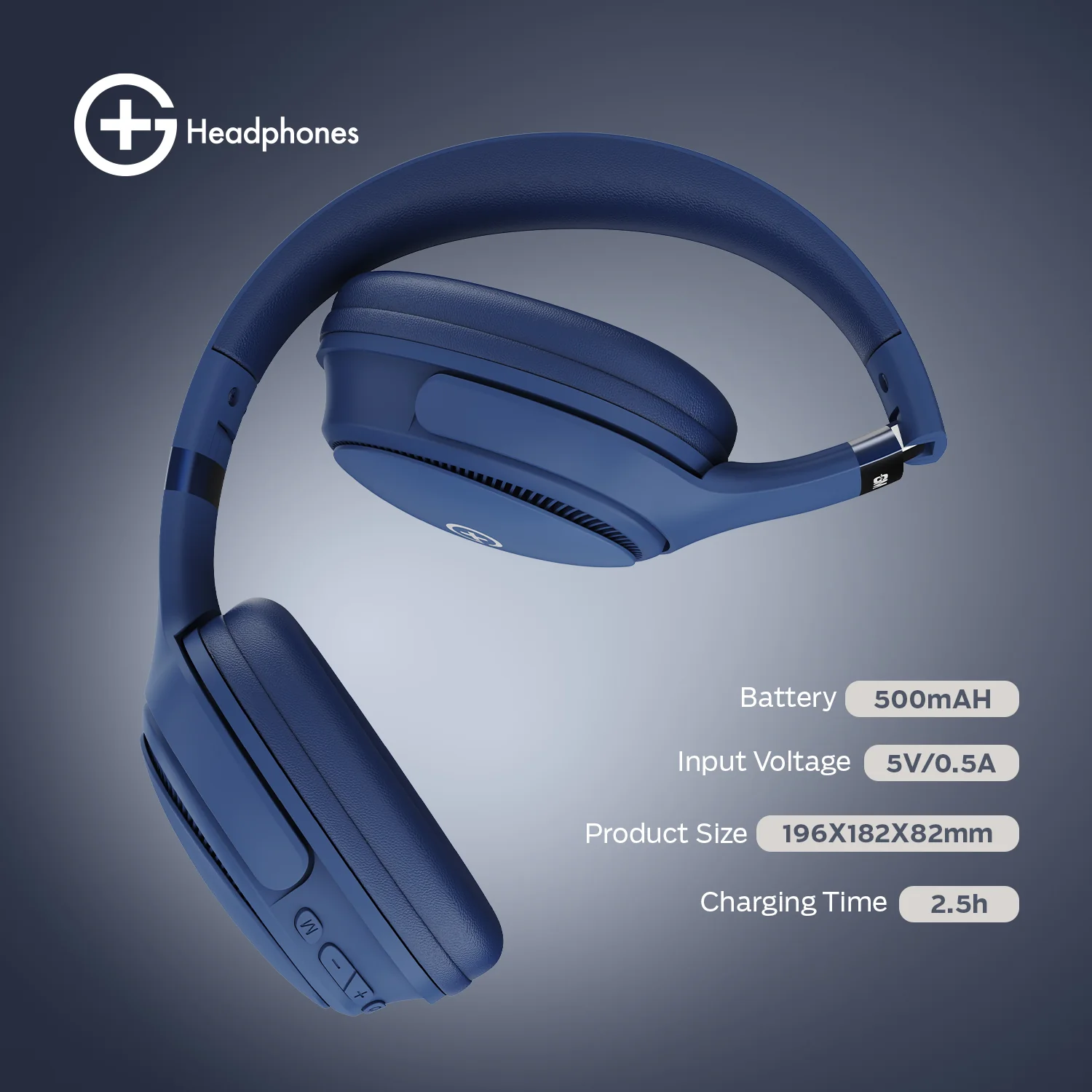 G+ Headphones BT 5.3, Pure Bass, Dual Pairing, 70H Playtime (Blue) - Image 7