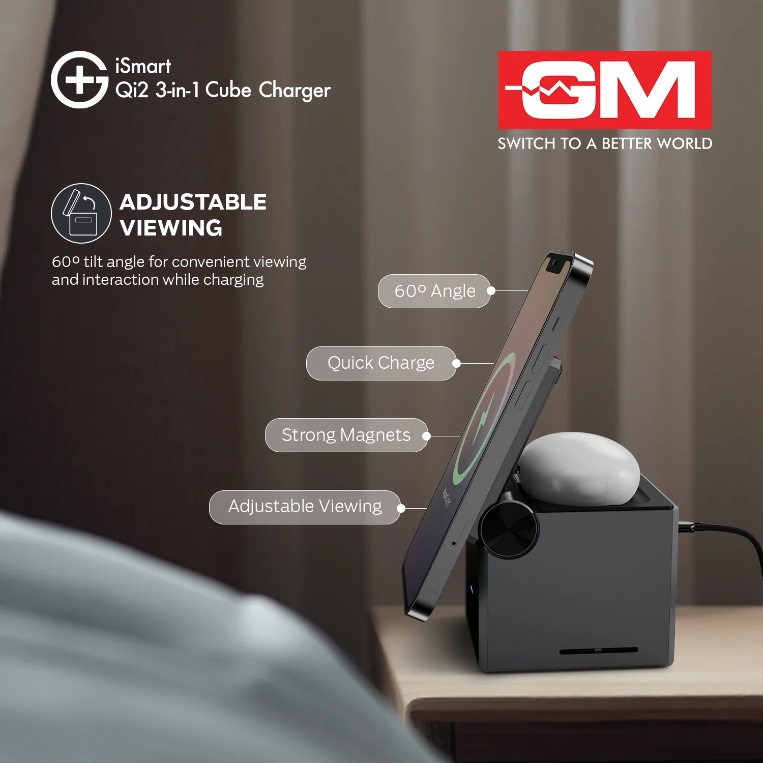 iSmart Qi2 3-in-1 Cube Charger (Silver) - Image 5