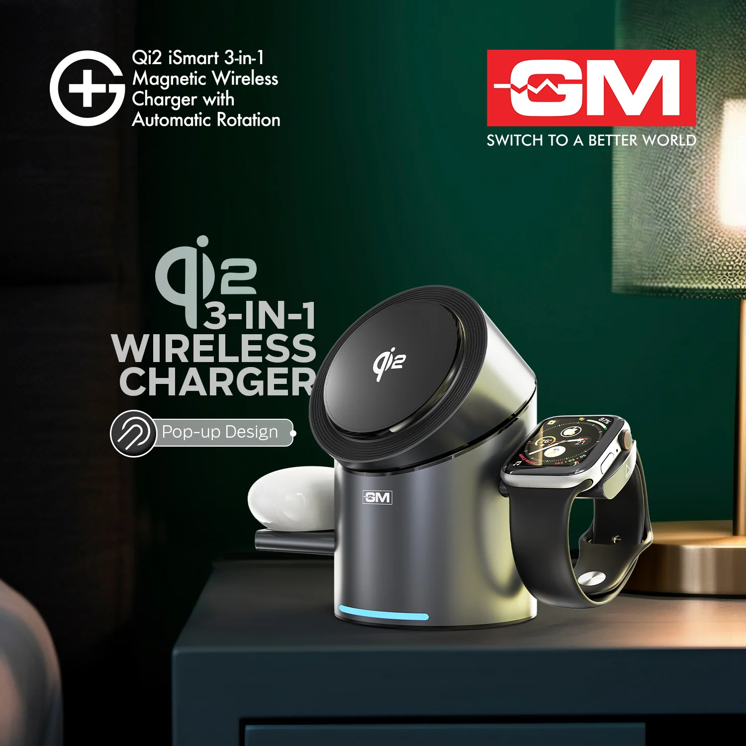 ISMART QI2 3-IN-1 MAGNETIC WIRELESS CHARGING (Silver) - Image 4