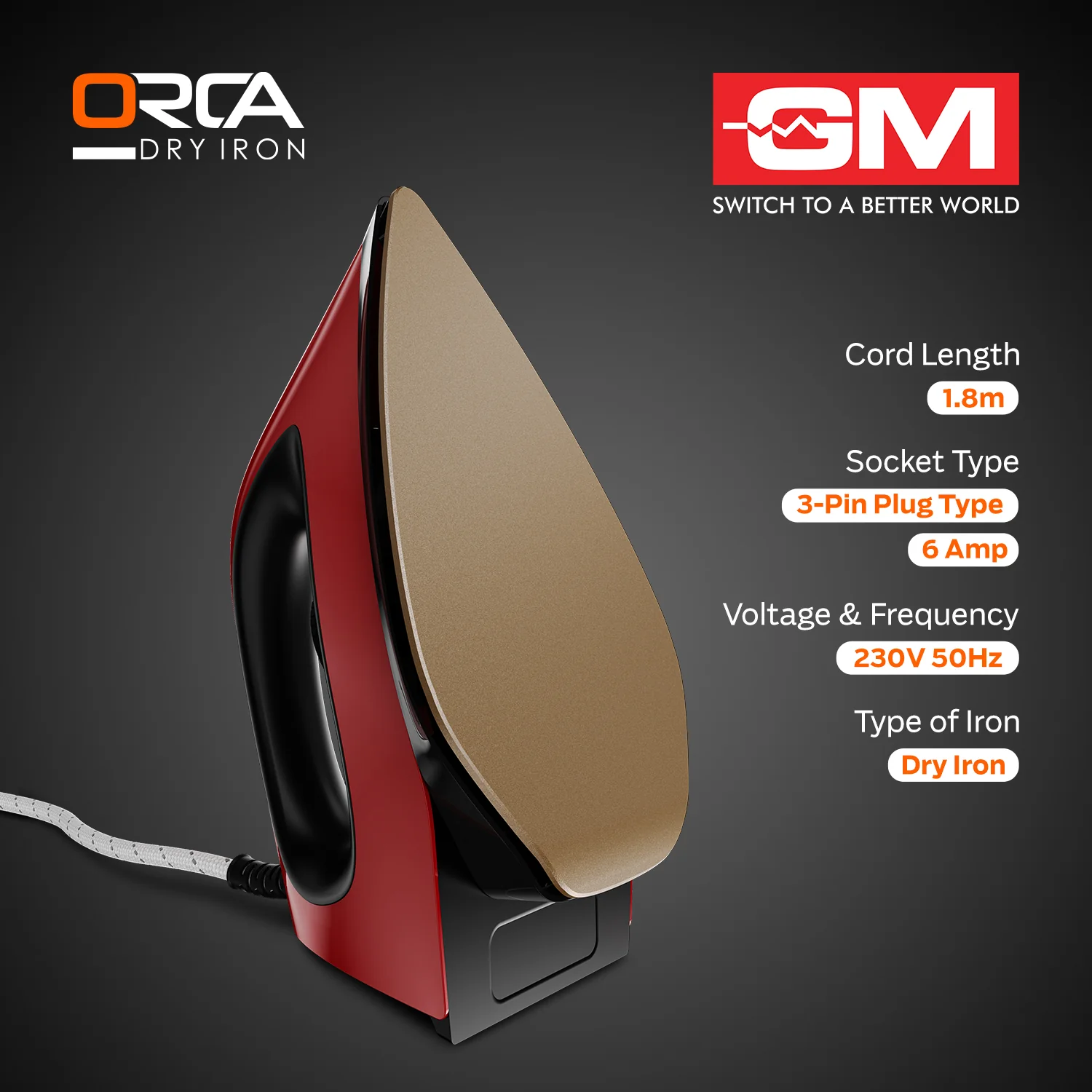 ORCA 1100 WATT DRY IRON (RED) - Overheat protection - Image 5