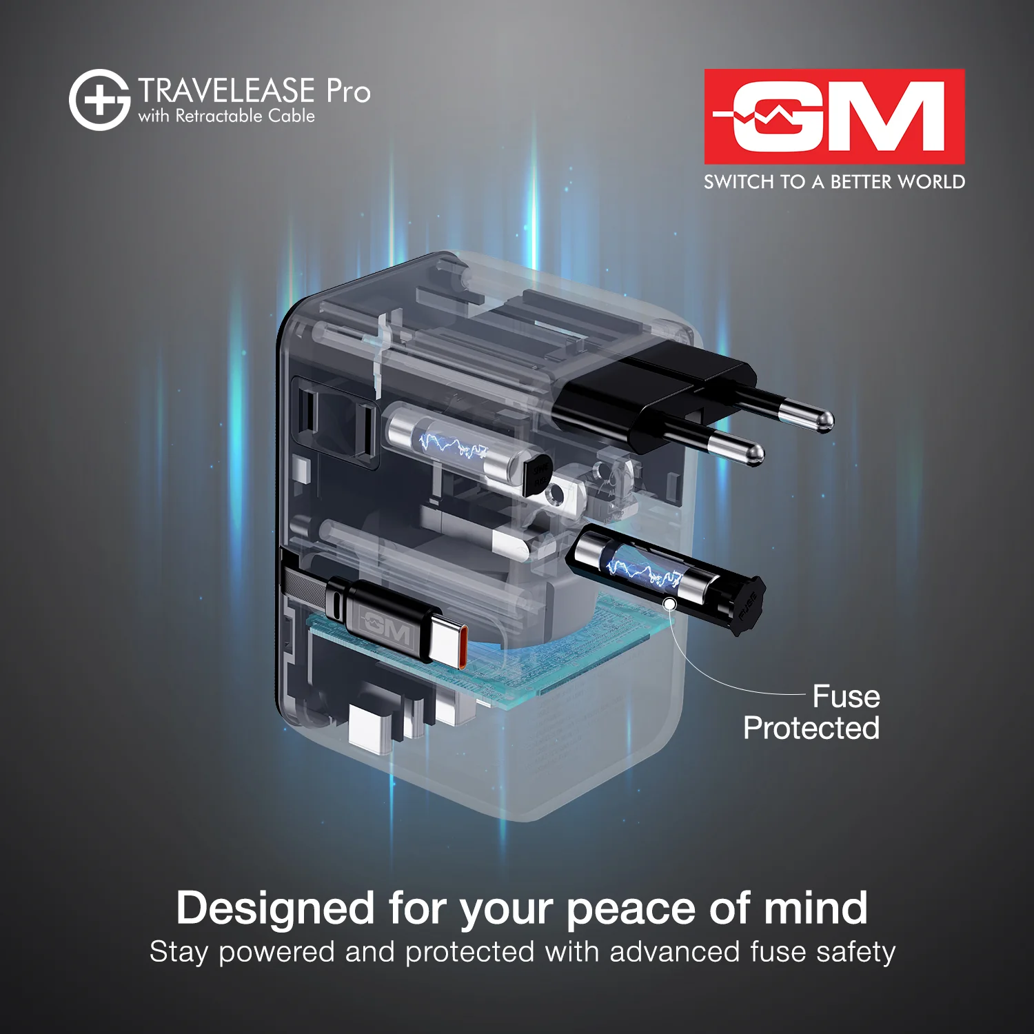 TravelEase Pro 70W Adapter for 150+ Countries with Retractable Cable (Black) - Image 6