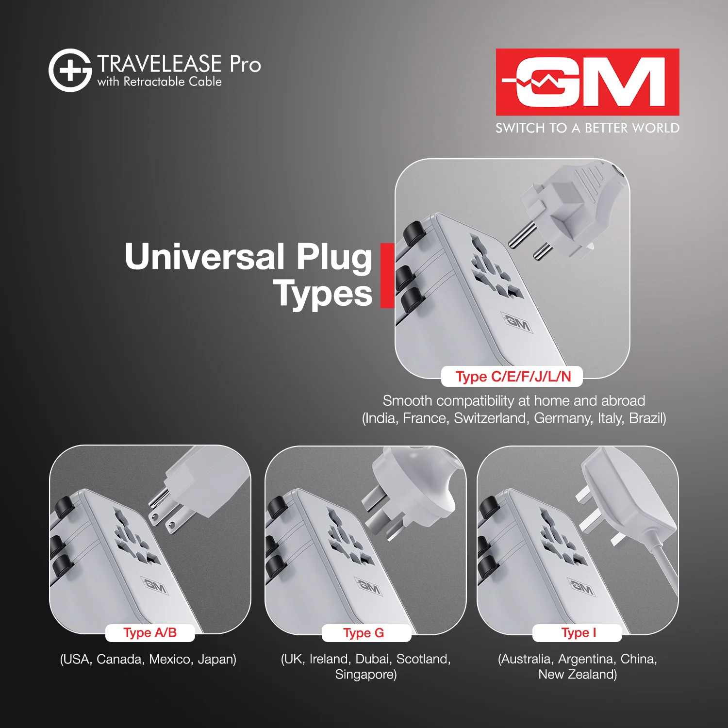TravelEase Pro 70W Adapter for 150+ Countries with Retractable Cable (White) - Image 6