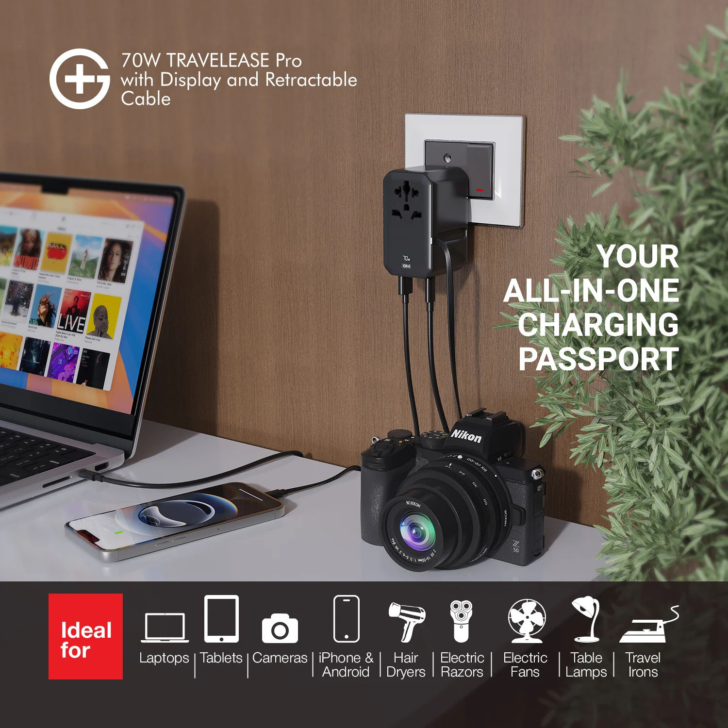 TravelEase Pro 70W with Display - 150 Countries ( Black ) - Image 11