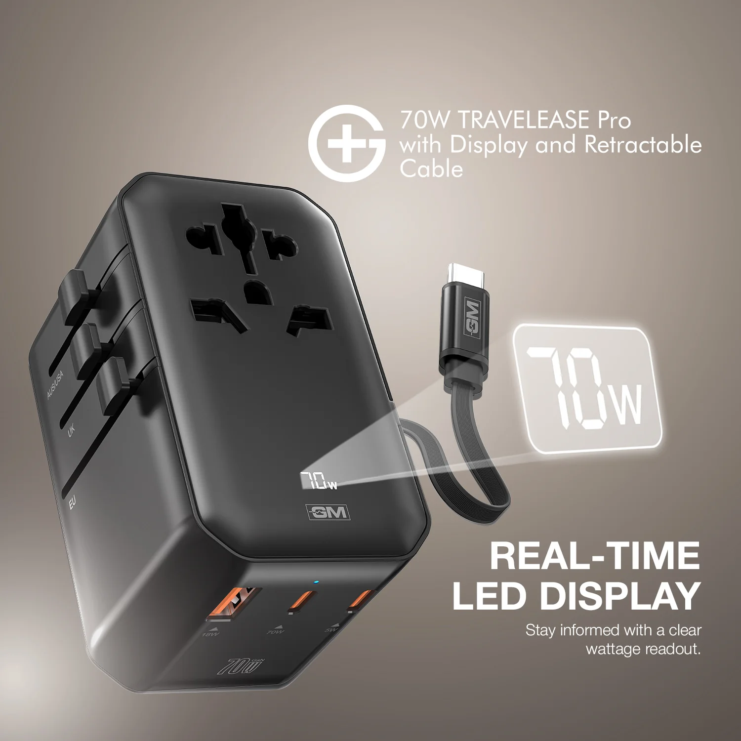 TravelEase Pro 70W with Display - 150 Countries ( Black ) - Image 4
