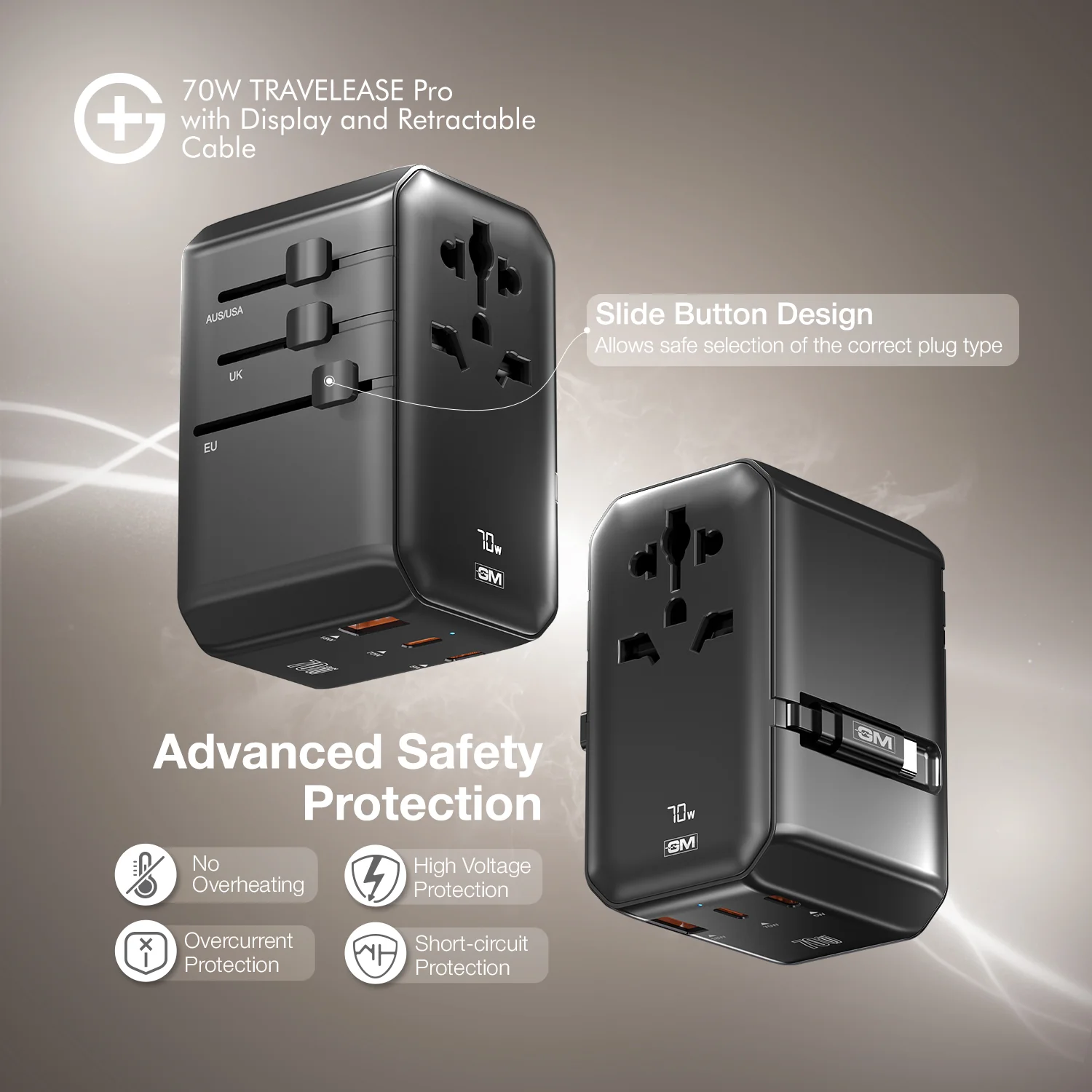 TravelEase Pro 70W with Display - 150 Countries ( Black ) - Image 7