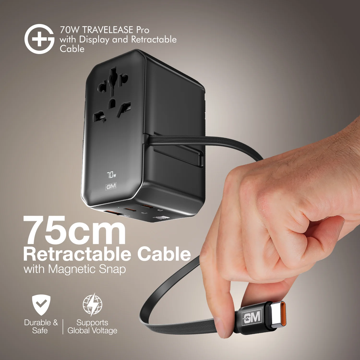 TravelEase Pro 70W with Display - 150 Countries ( Black ) - Image 8